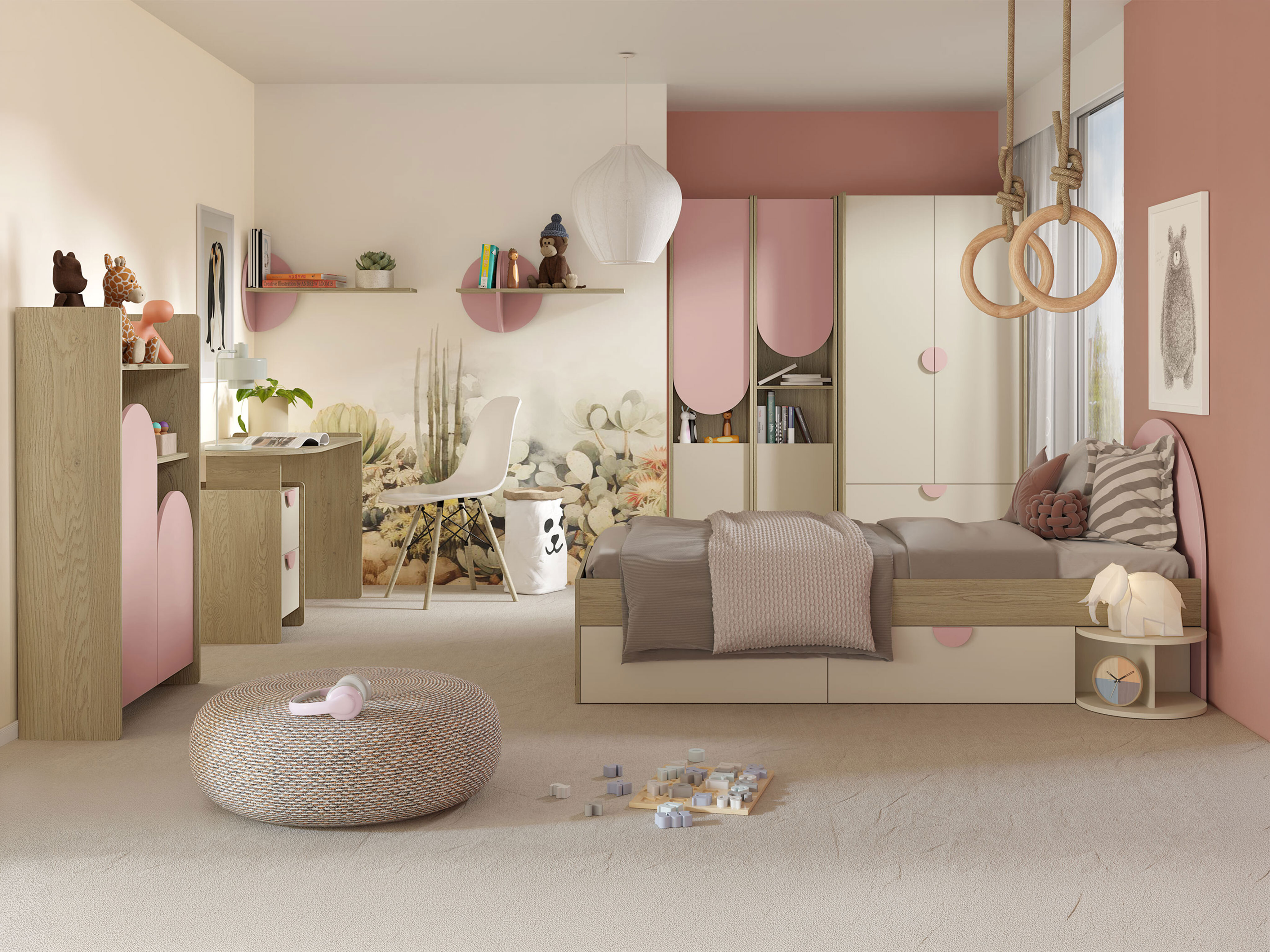 Chambre enfant complète Fivelbi 117 (Rose)