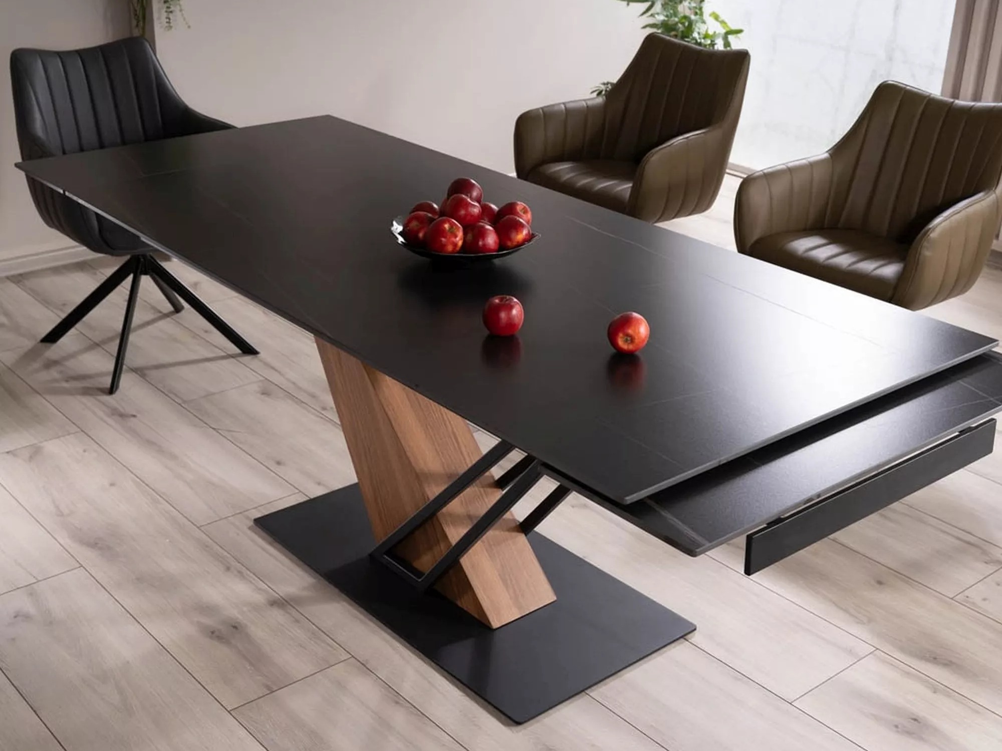 Table Detroit 996 (Marbre noir + Chêne)