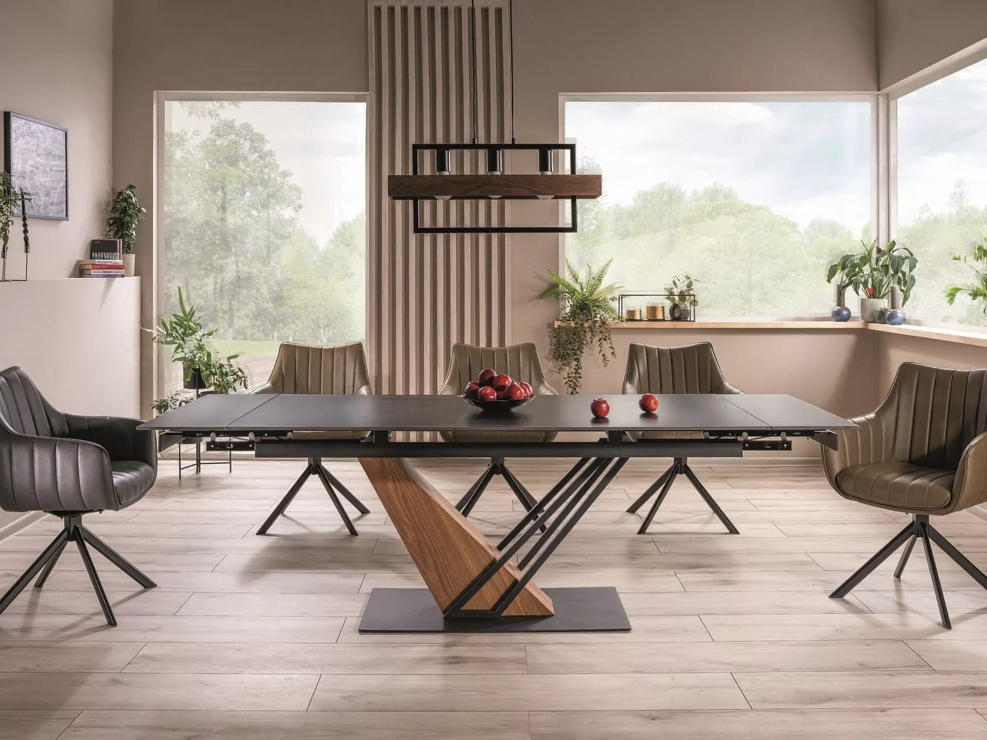 Table Detroit 996 (Marbre noir + Chêne)
