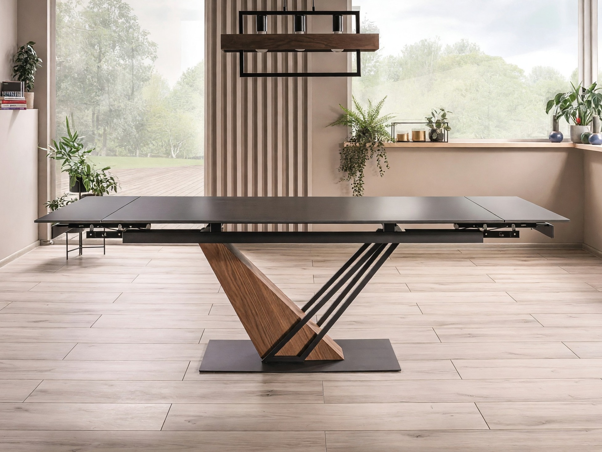 Table Detroit 996 (Marbre noir + Chêne)