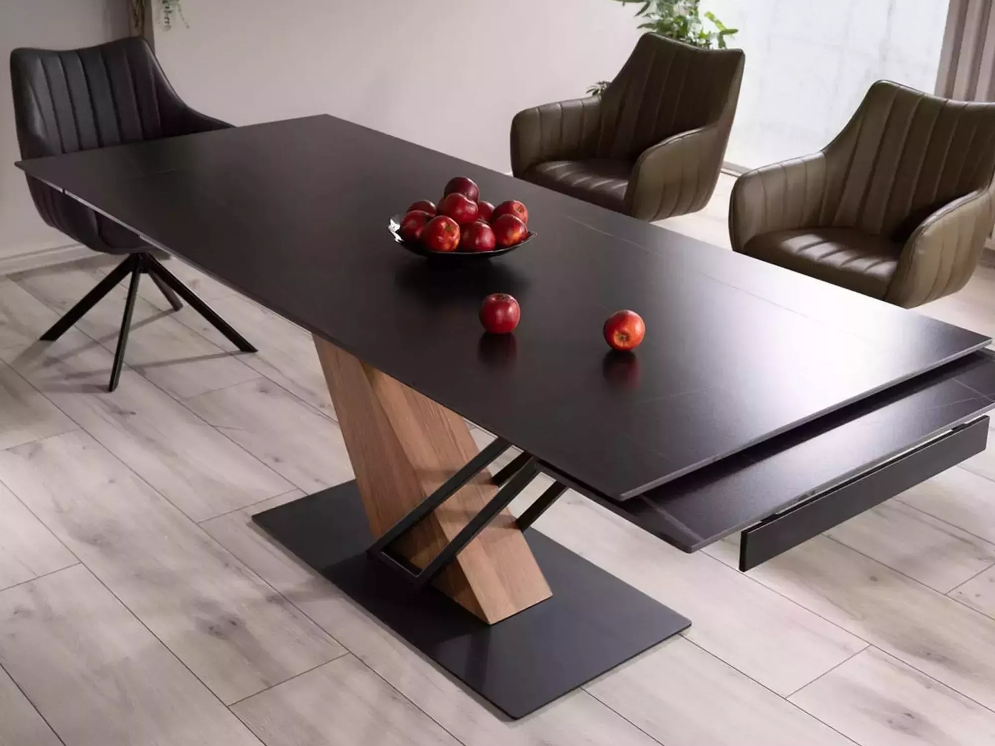 Table Detroit 996 (Marbre noir + Chêne)
