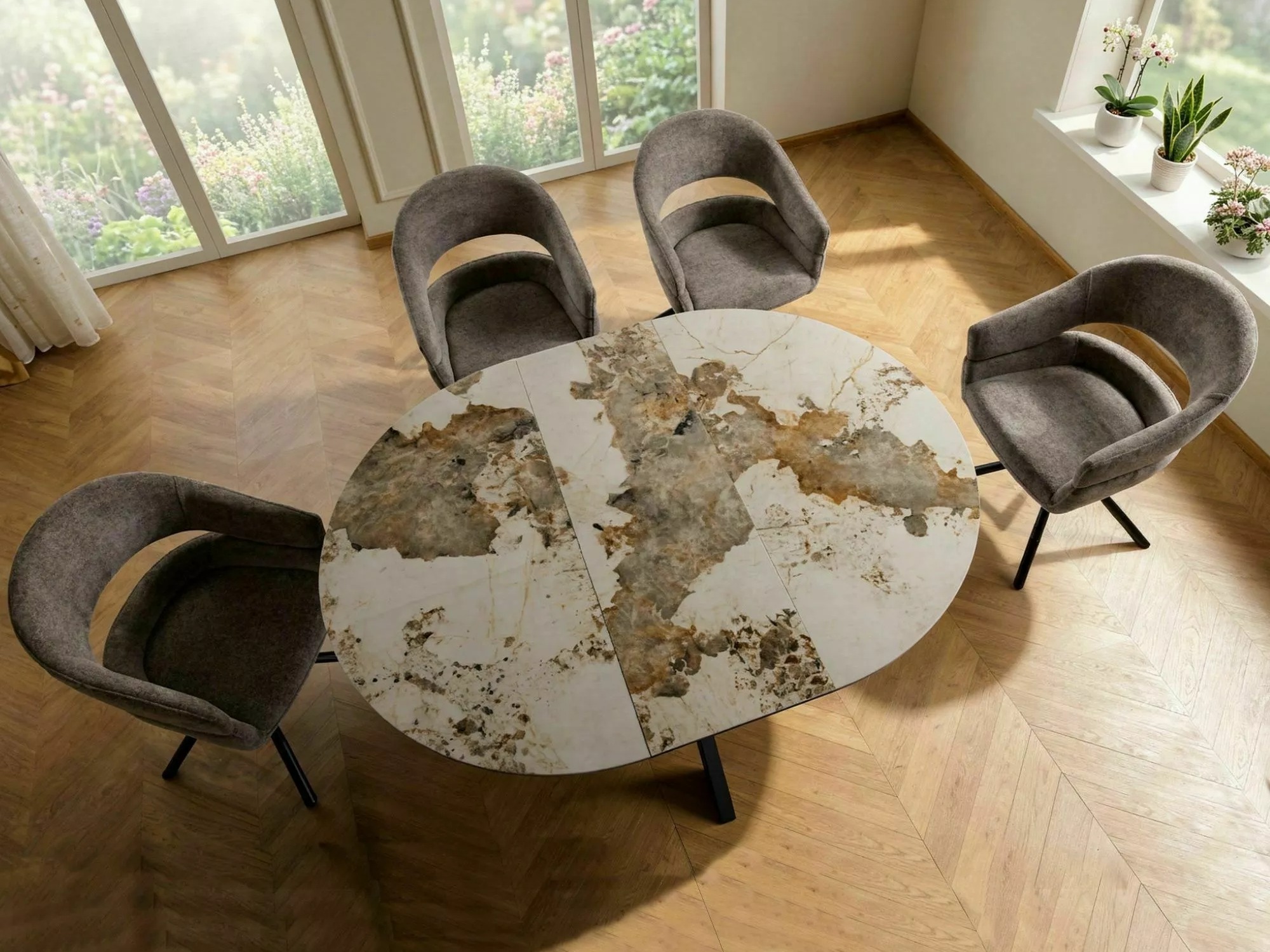 Table Detroit 998 (Marbre blanc + Noir)