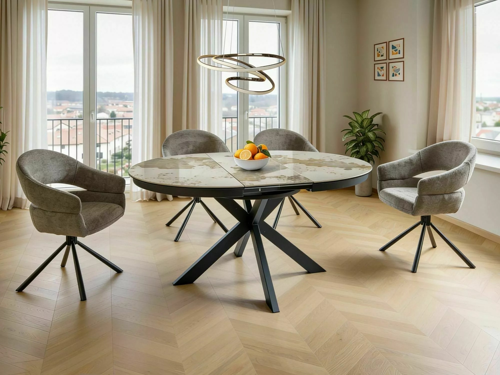 Table Detroit 998 (Marbre blanc + Noir)