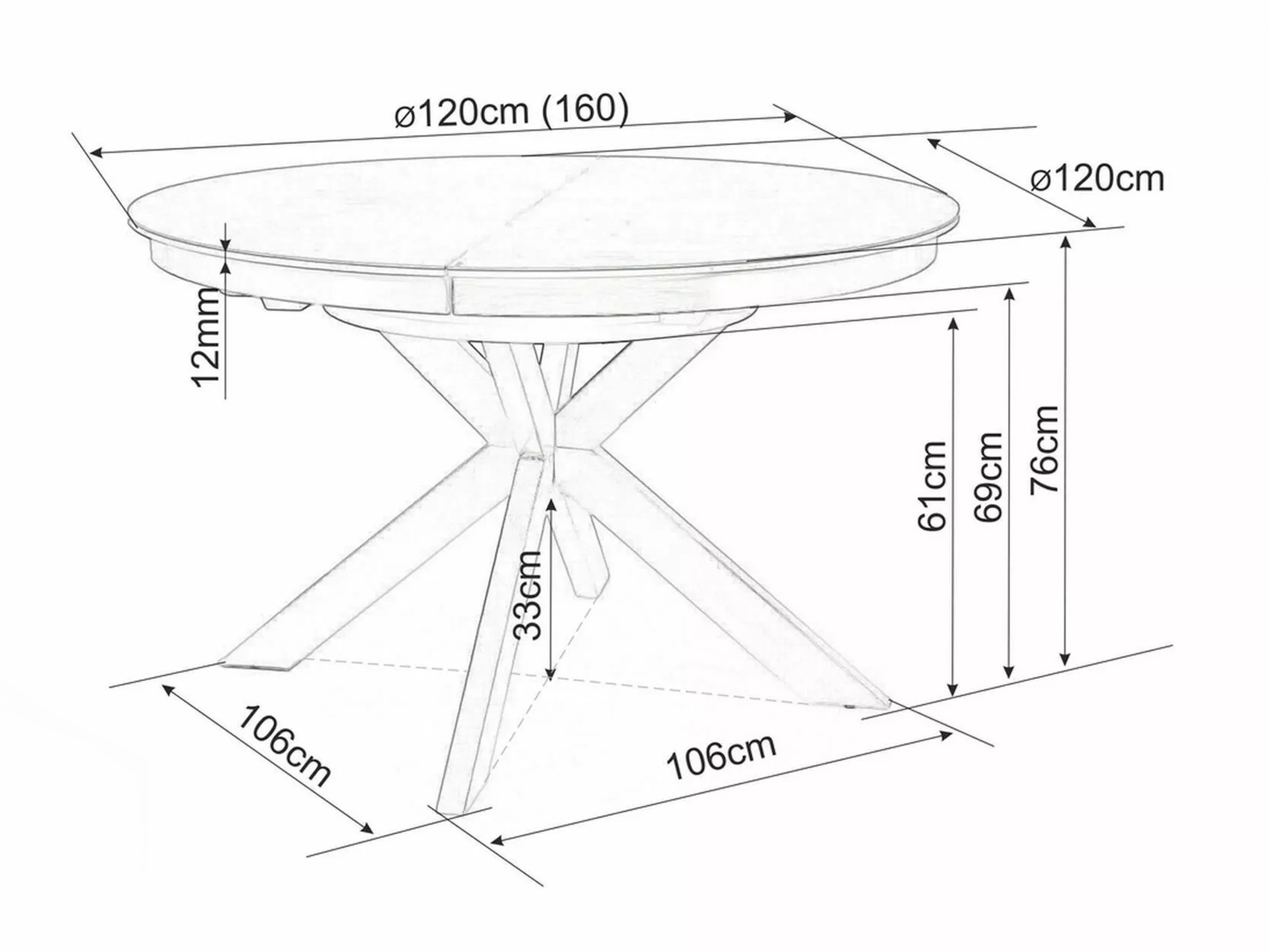 Table Detroit 998 (Marbre blanc + Noir)