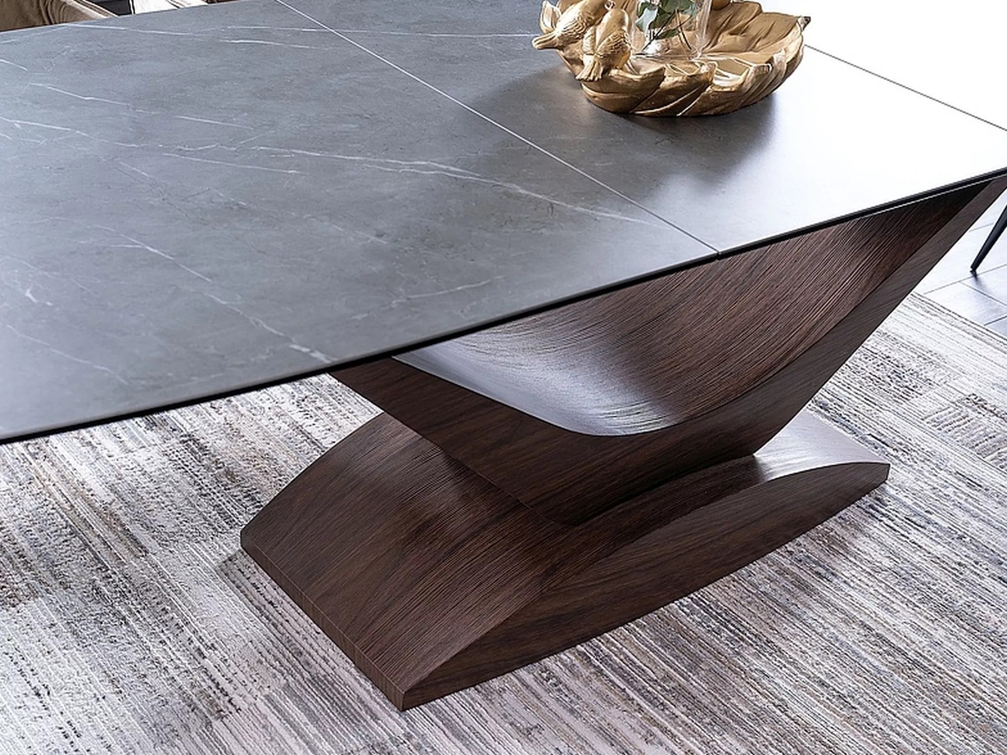 Table Detroit 1001 (Noyer + Marbre gris)
