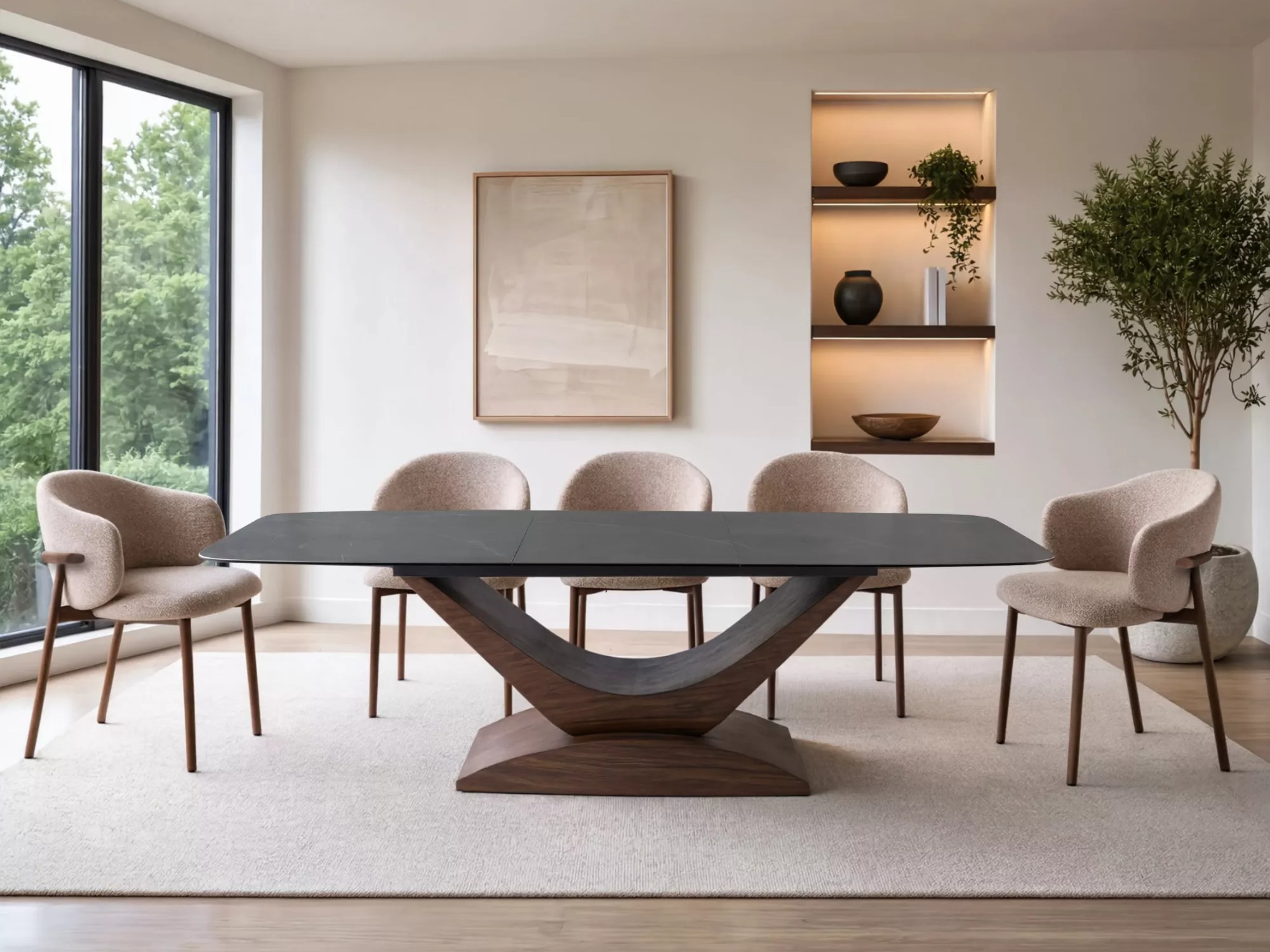 Table Detroit 1001 (Noyer + Marbre gris)