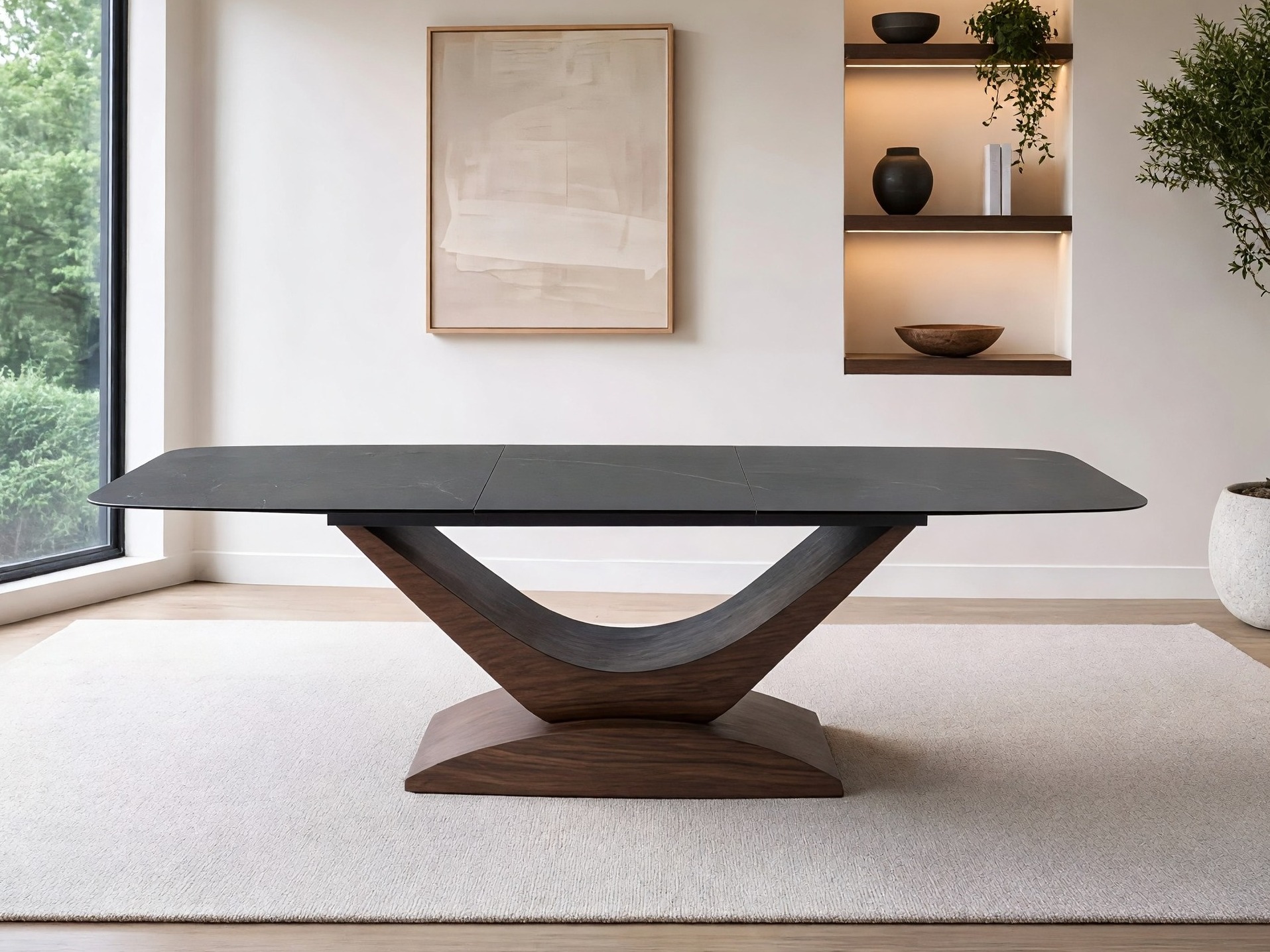 Table Detroit 1001 (Noyer + Marbre gris)