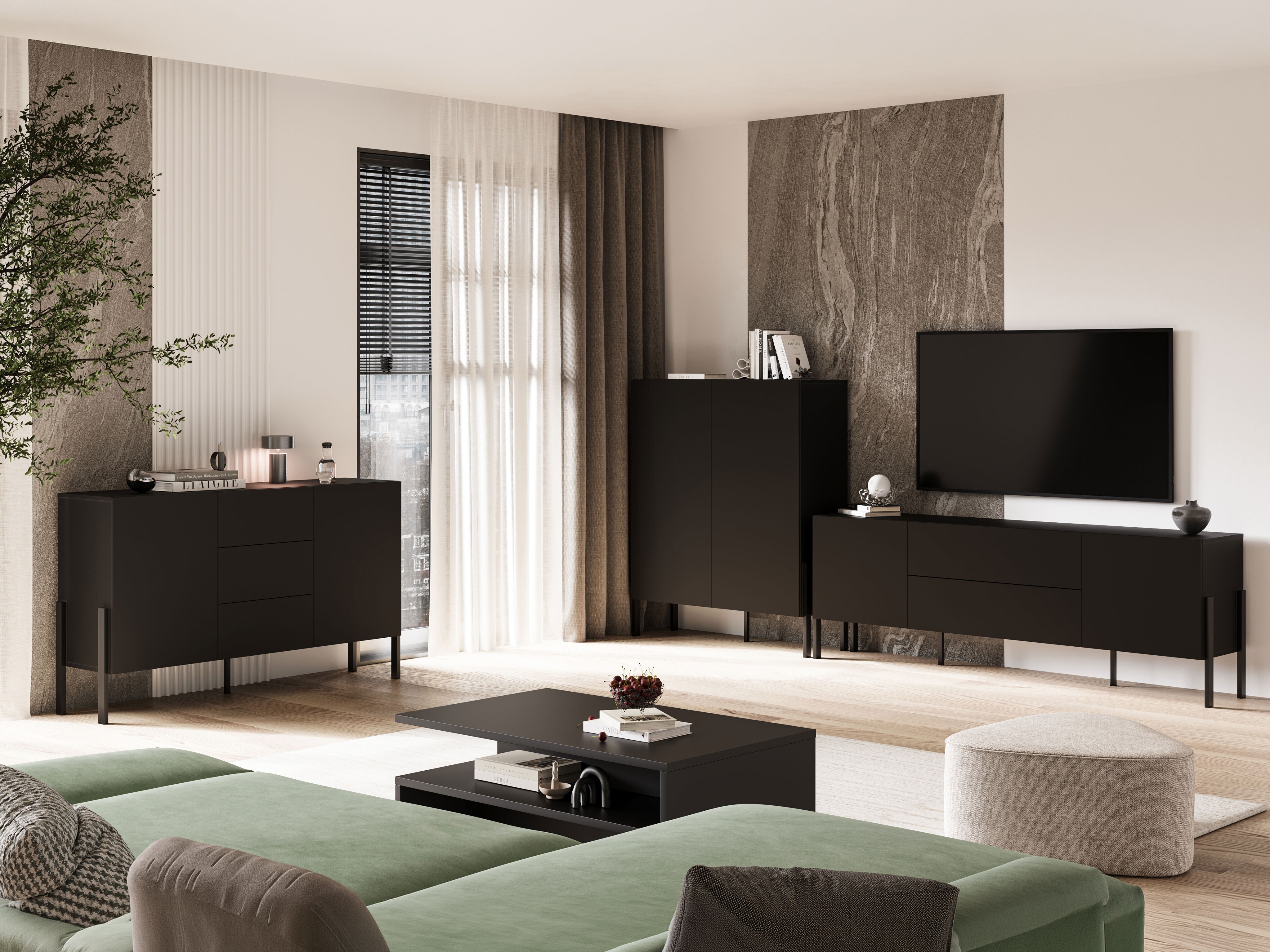 Meuble TV Etsore 102 (Noir)