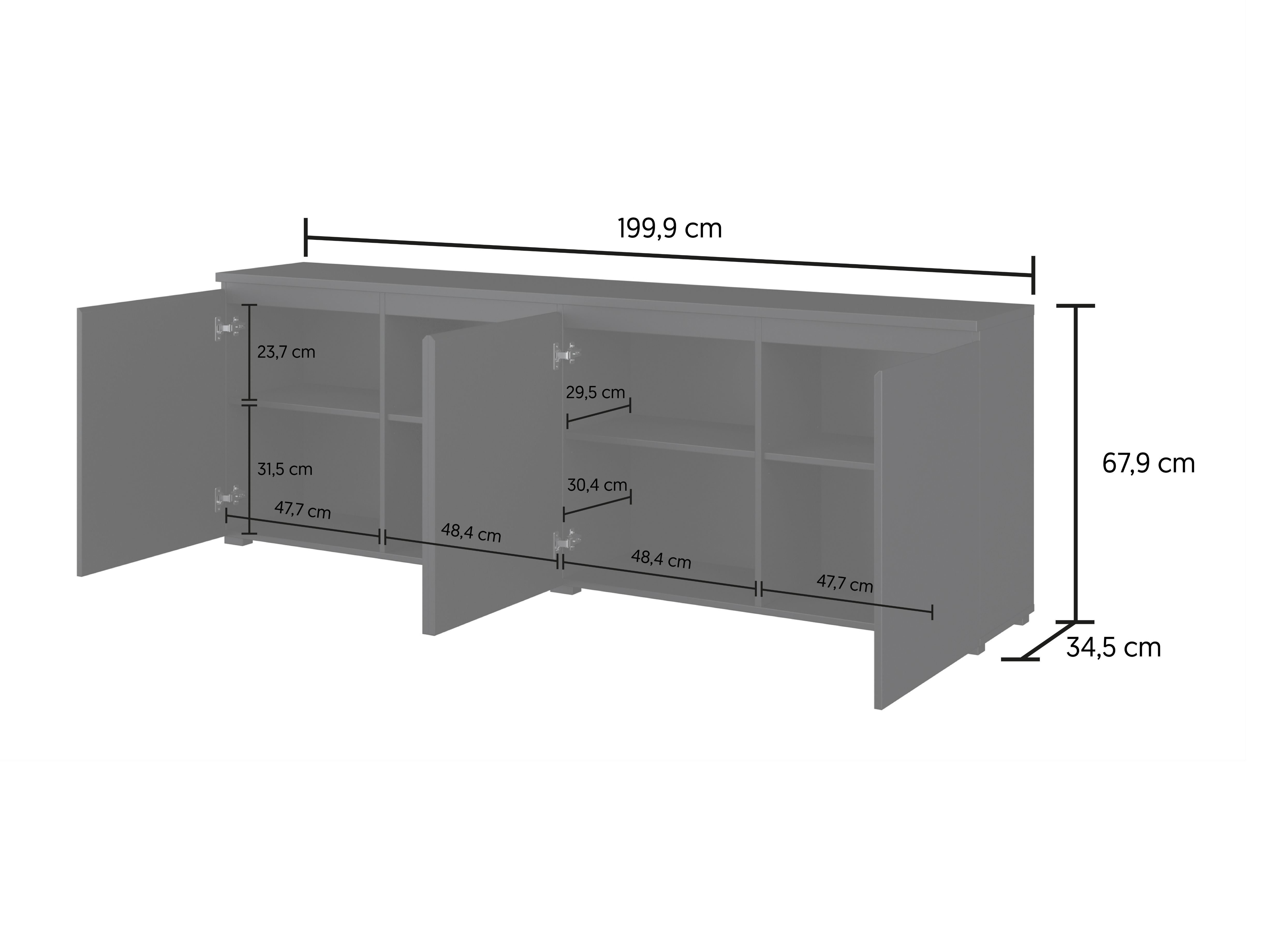 Buffet Baletu 105 (Blanc + Chêne)