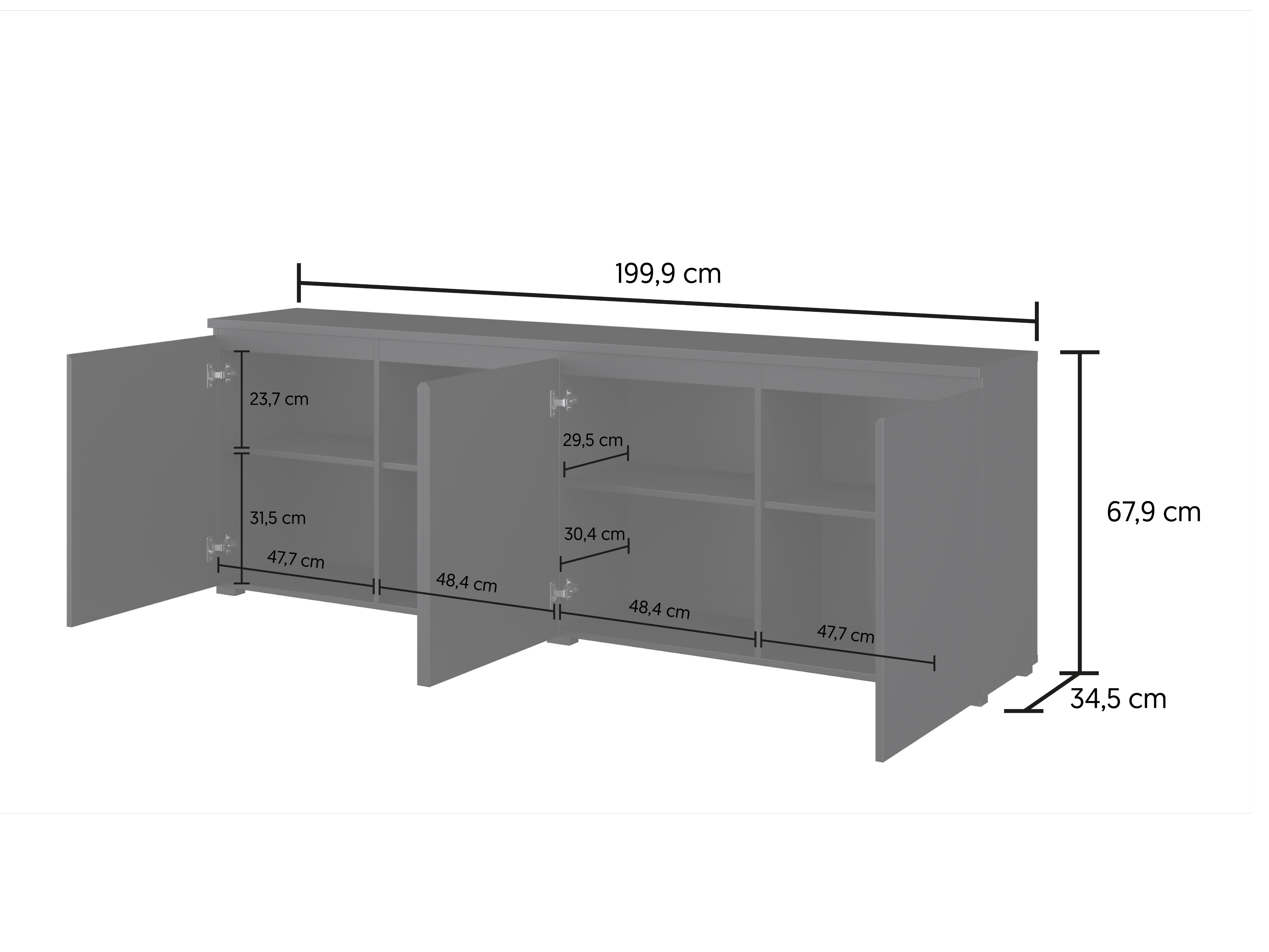 Buffet Baletu 105 (Noir + Chêne)