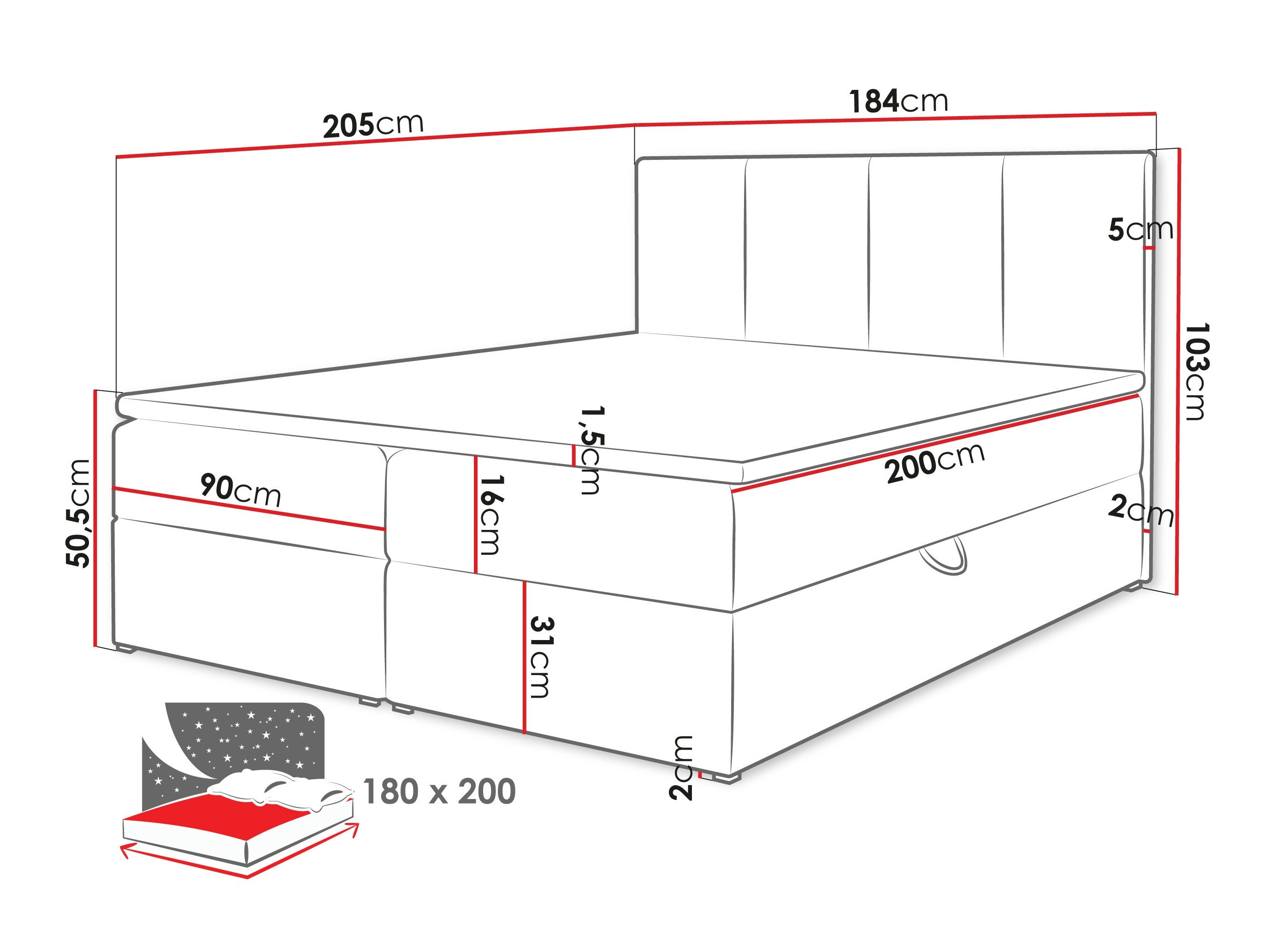 Lit boxspring Oppidum (Lambi 03)