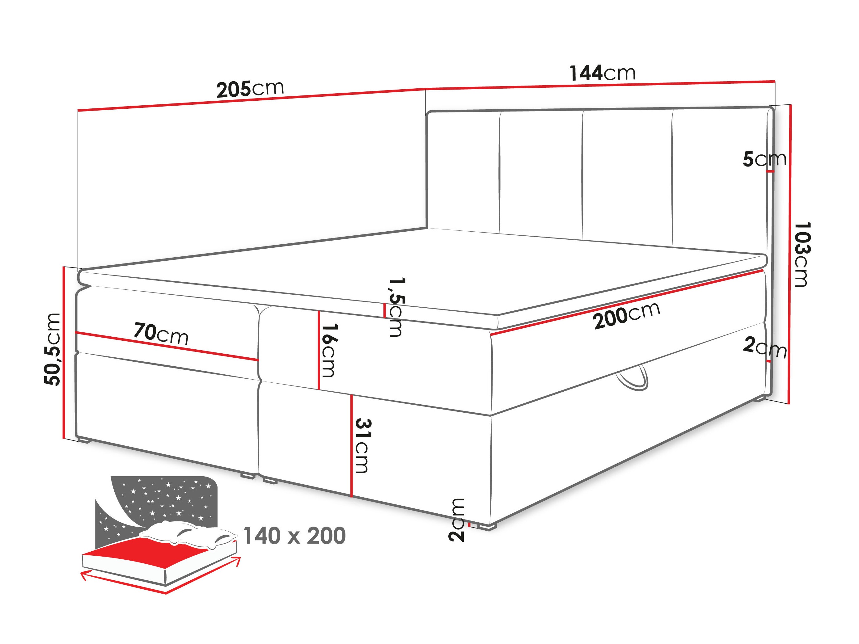 Lit boxspring Oppidum (Polo 872)