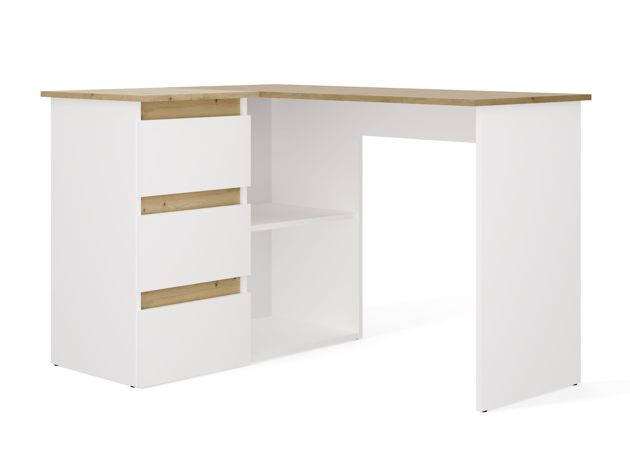Bureau d'angle Mandeville 365 (Chêne Artisan + Blanc)