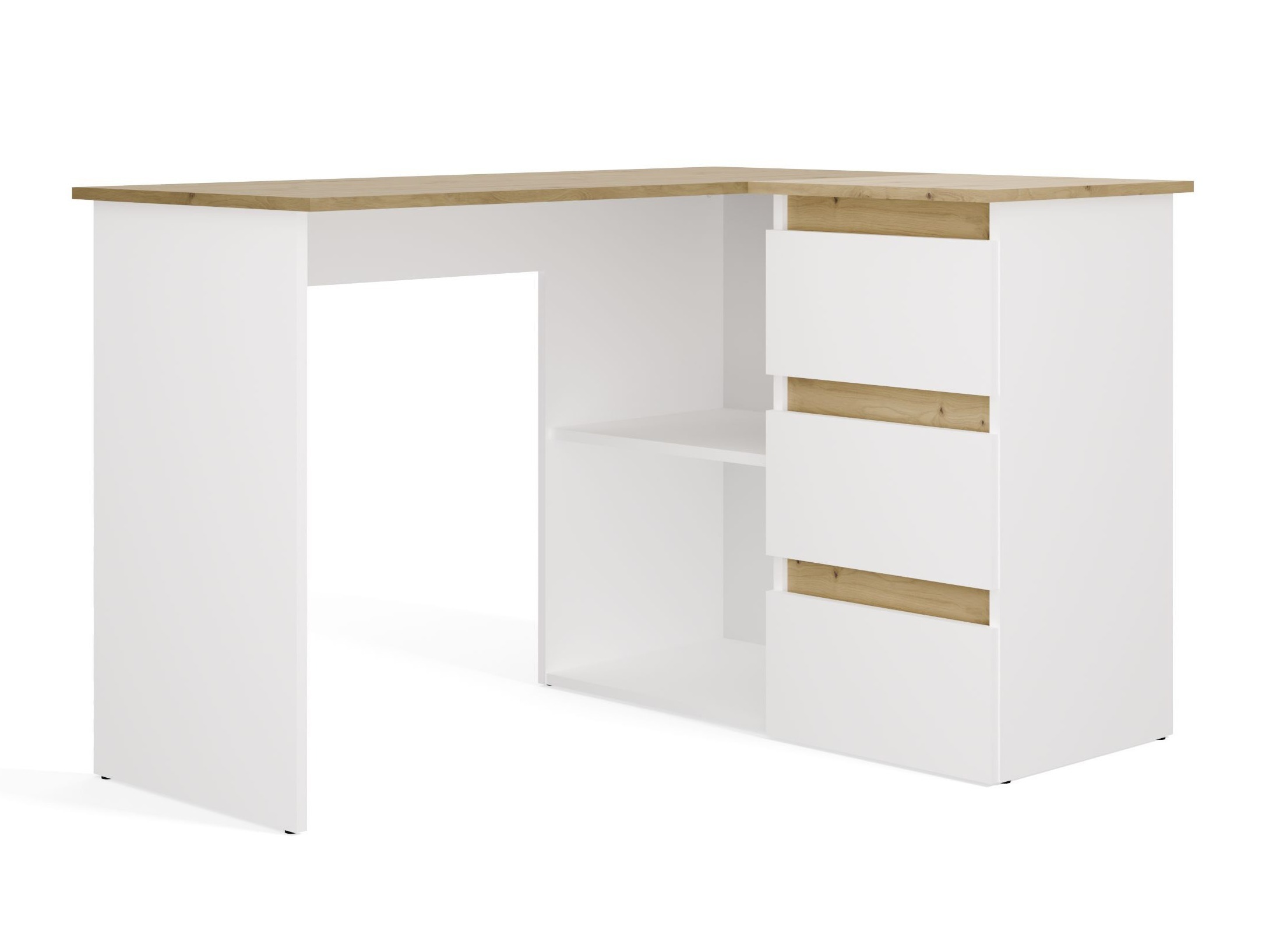 Bureau d'angle Mandeville 365 (Chêne Artisan + Blanc)