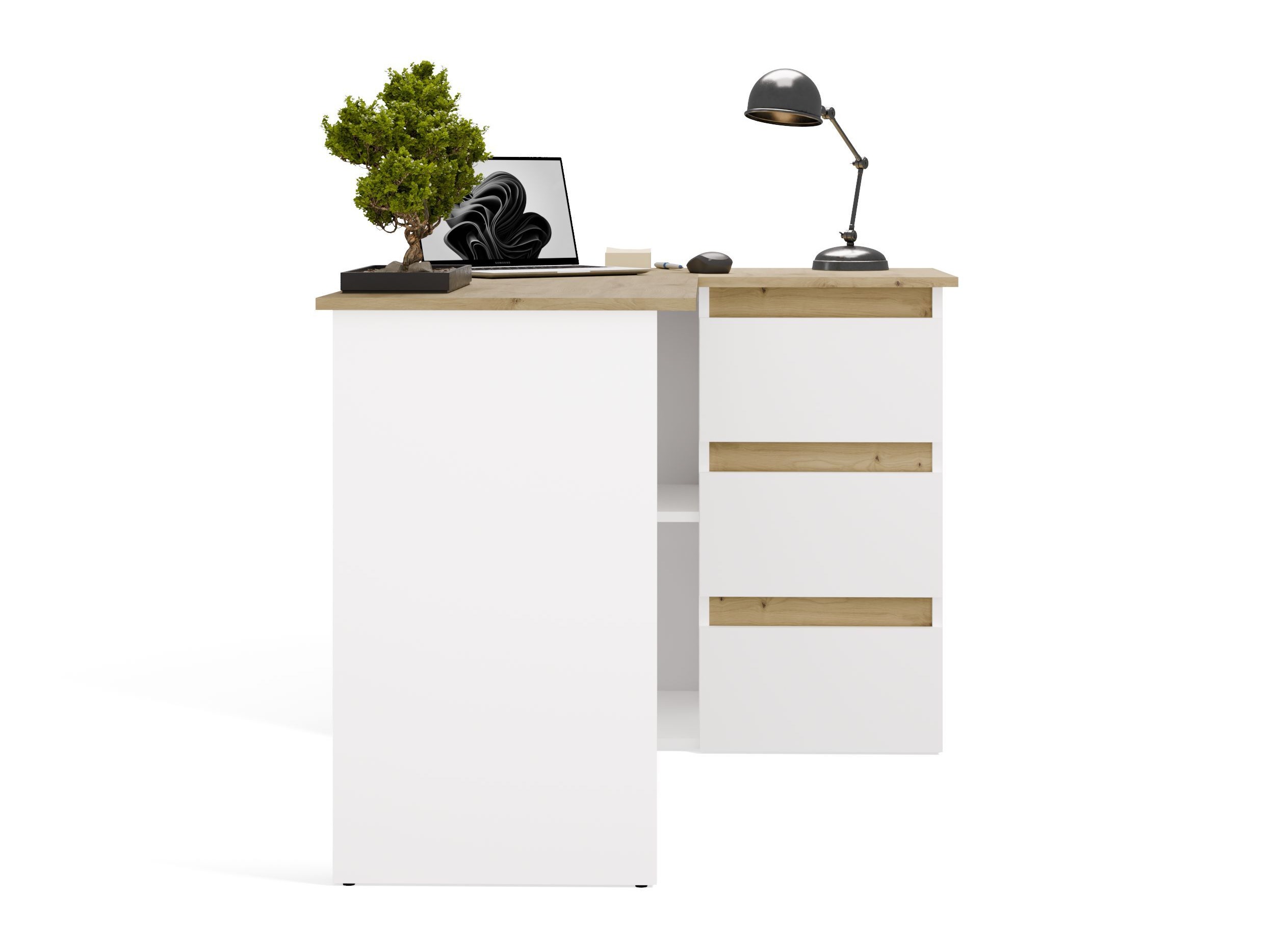 Bureau d'angle Mandeville 365 (Chêne Artisan + Blanc)