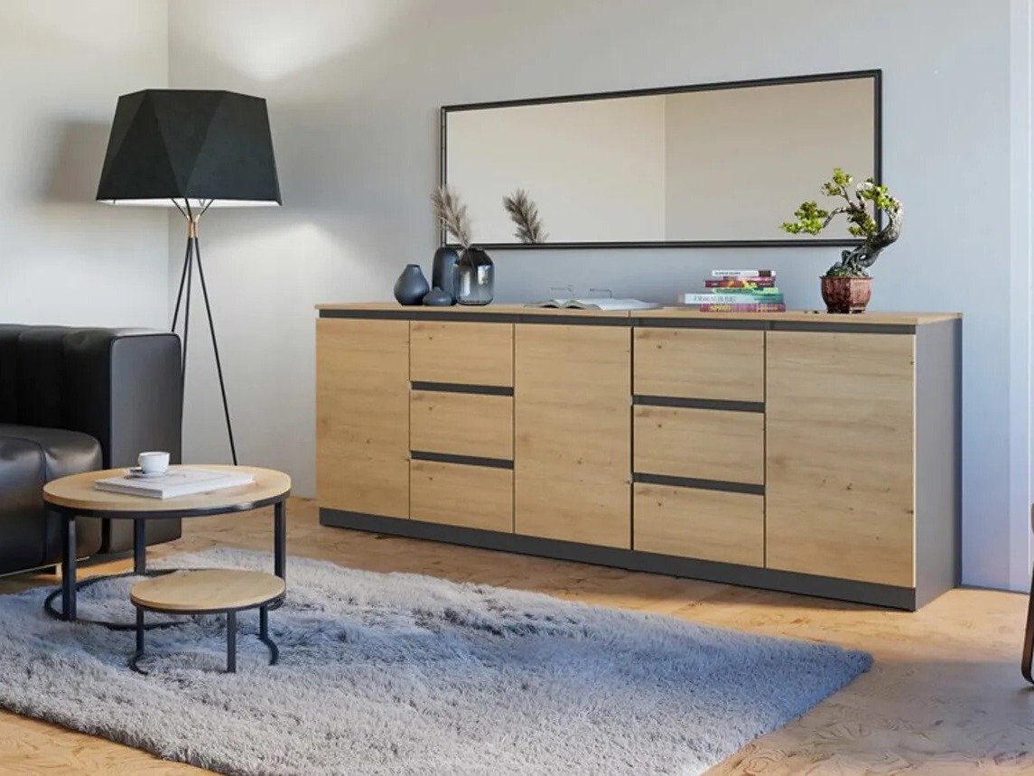 Commode Elbvelu 109 (Anthracite + Chêne Artisan)