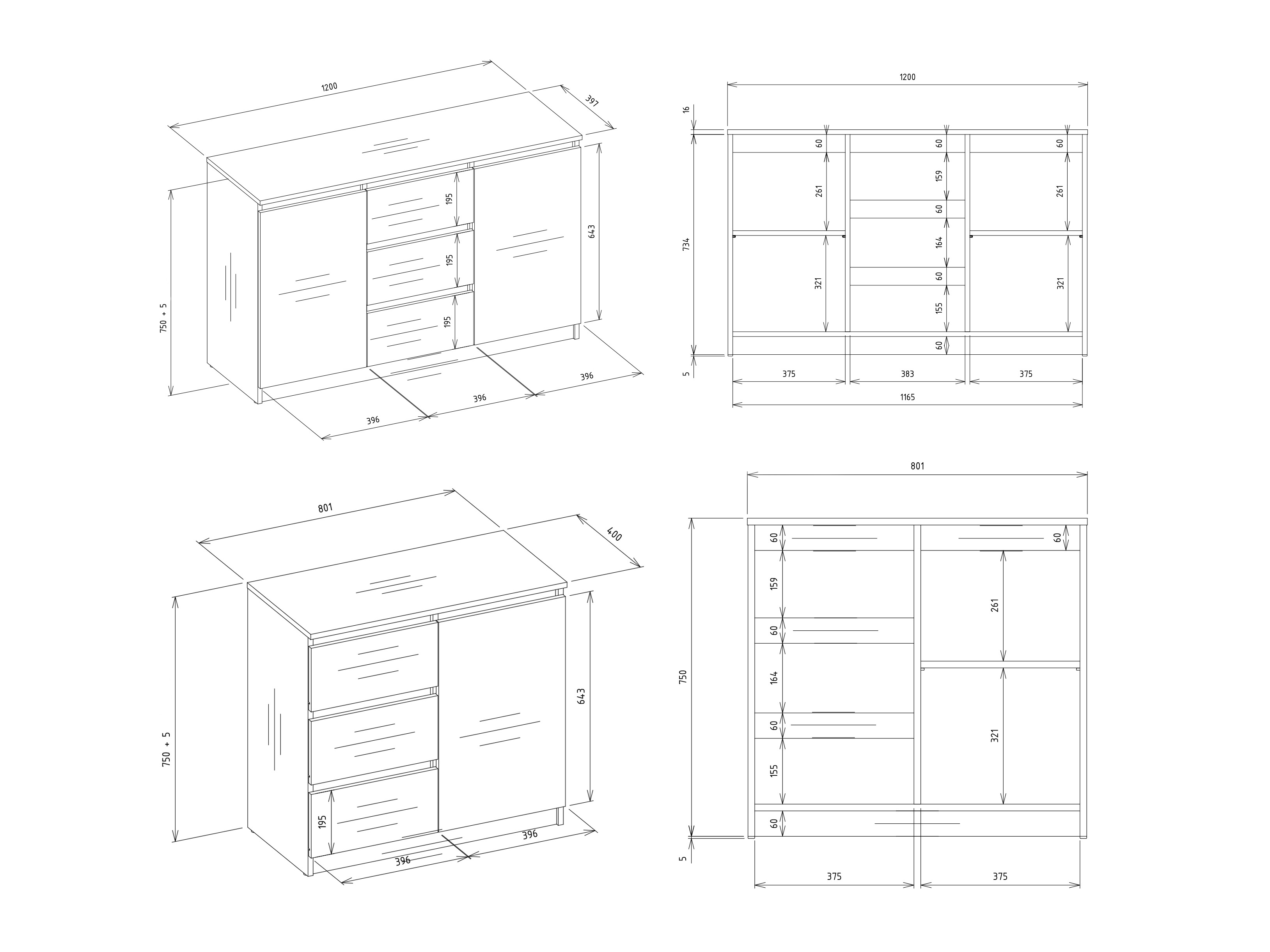 Commode Elbvelu 109 (Blanc)