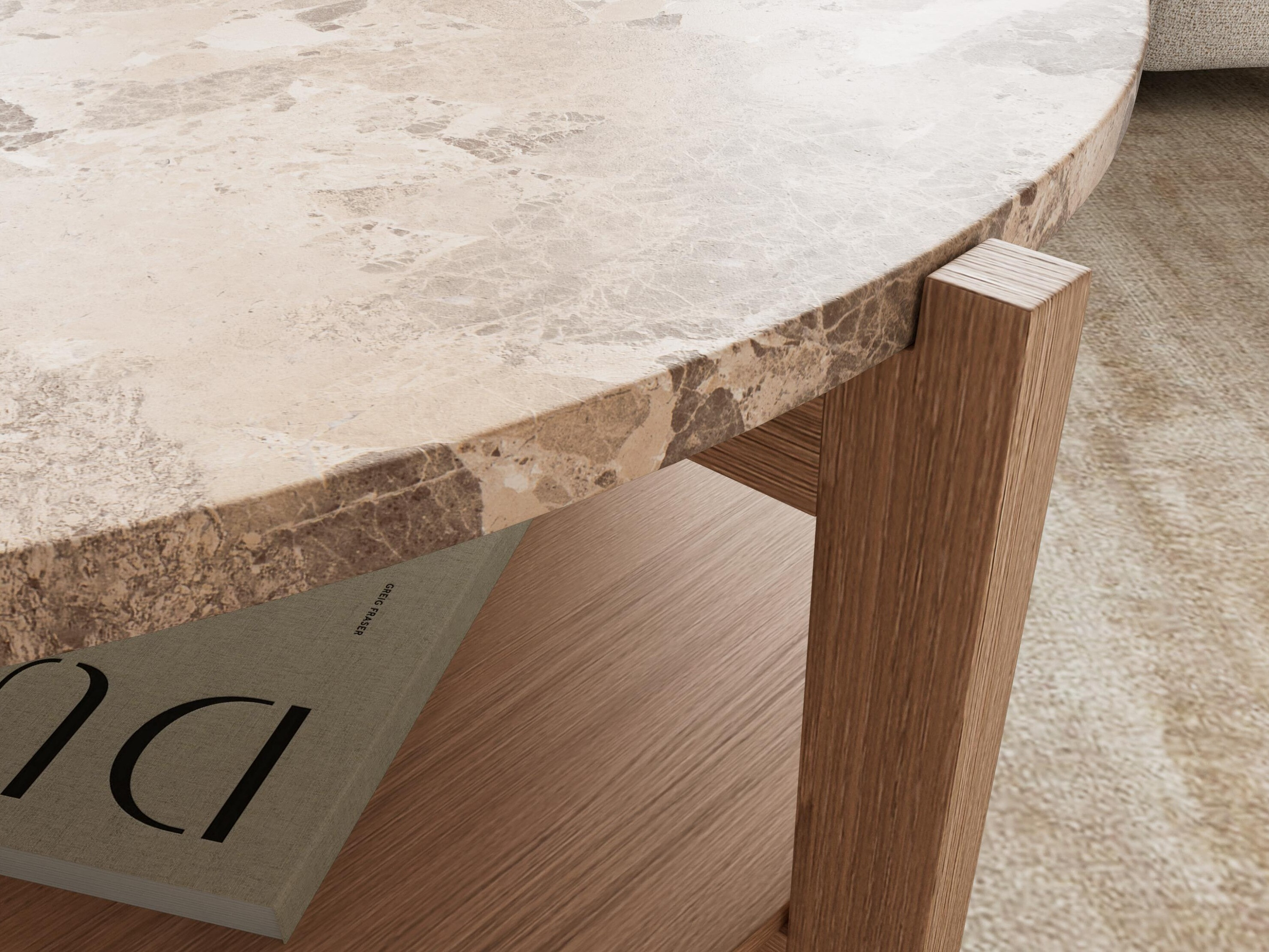 Table basse Norsica 1099 (Chêne clair + Marbre marron)