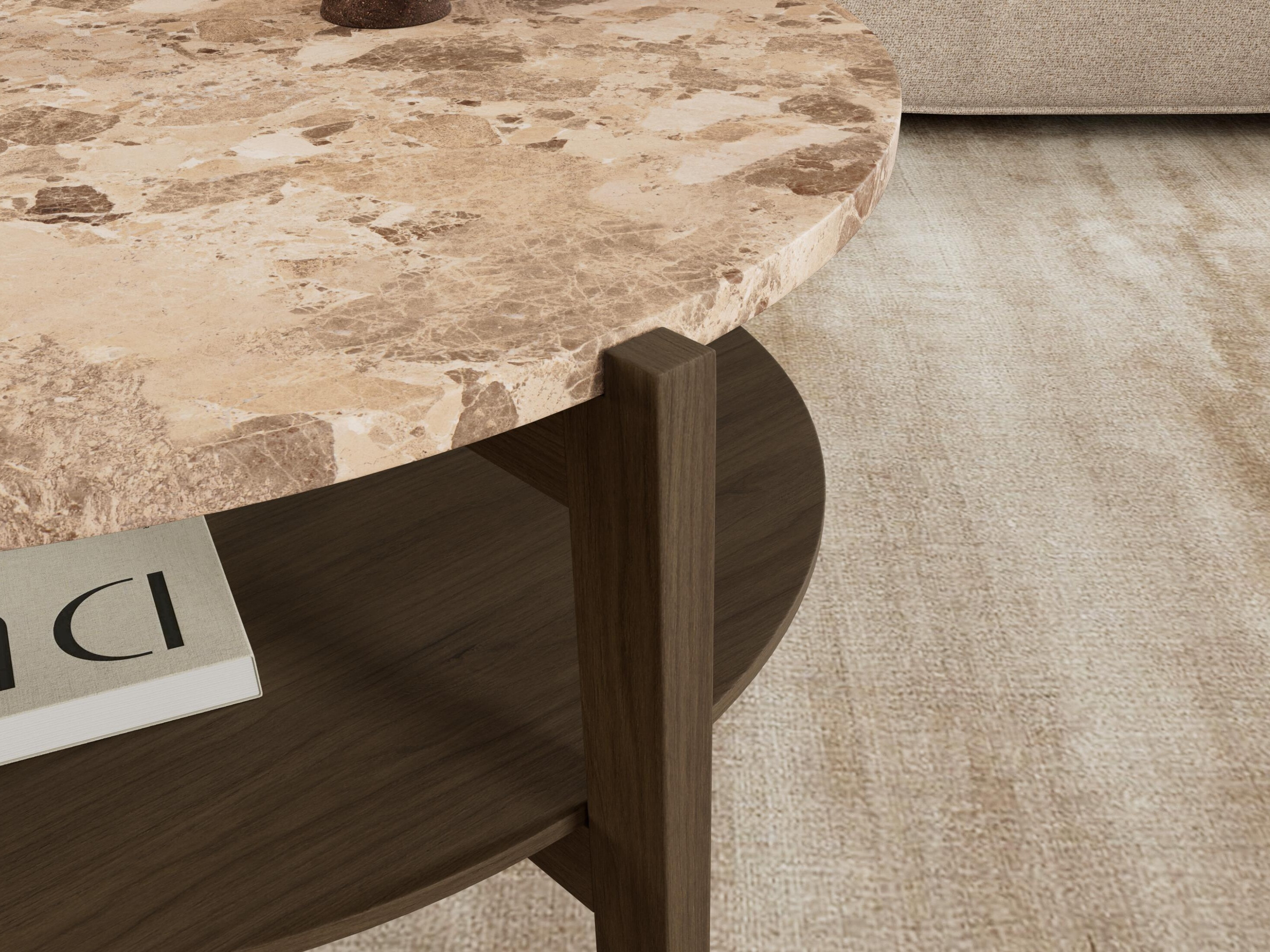 Table basse Norsica 1099 (Chêne foncé + Marbre marron)
