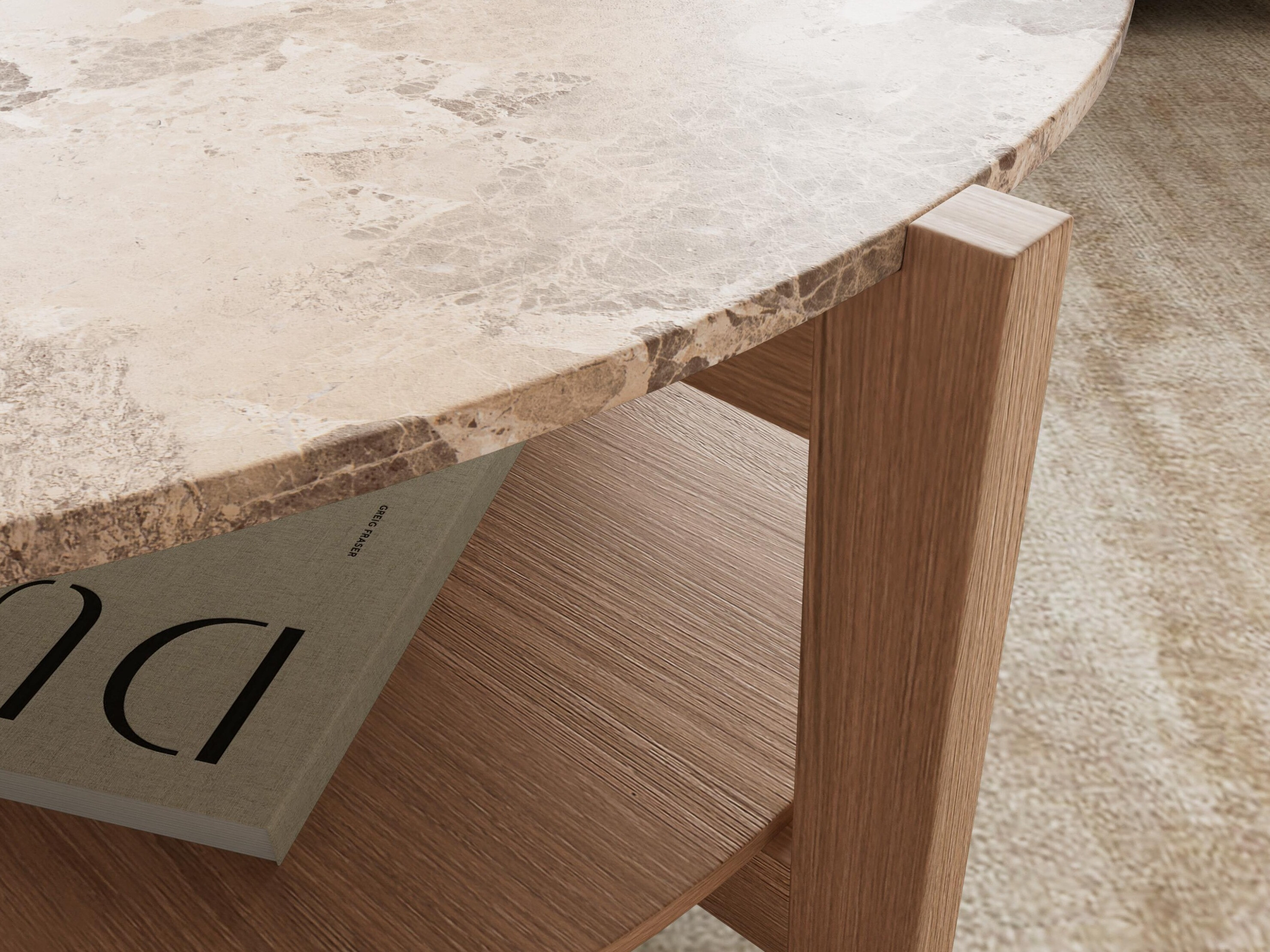 Table basse Norsica 1099 (Chêne + Marbre marron)