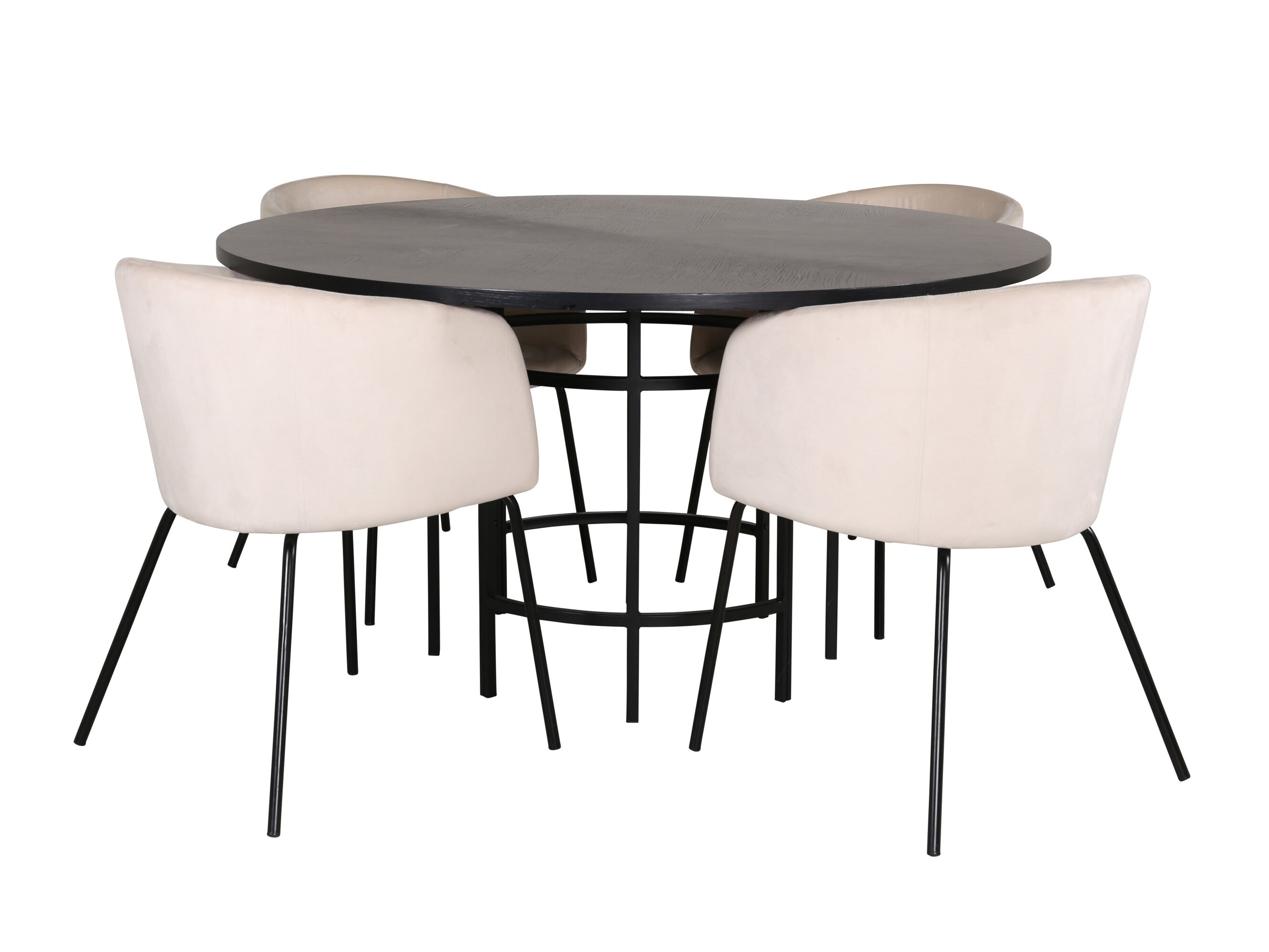 Salle à manger complète Dallas 2381 (Noir + Crème)