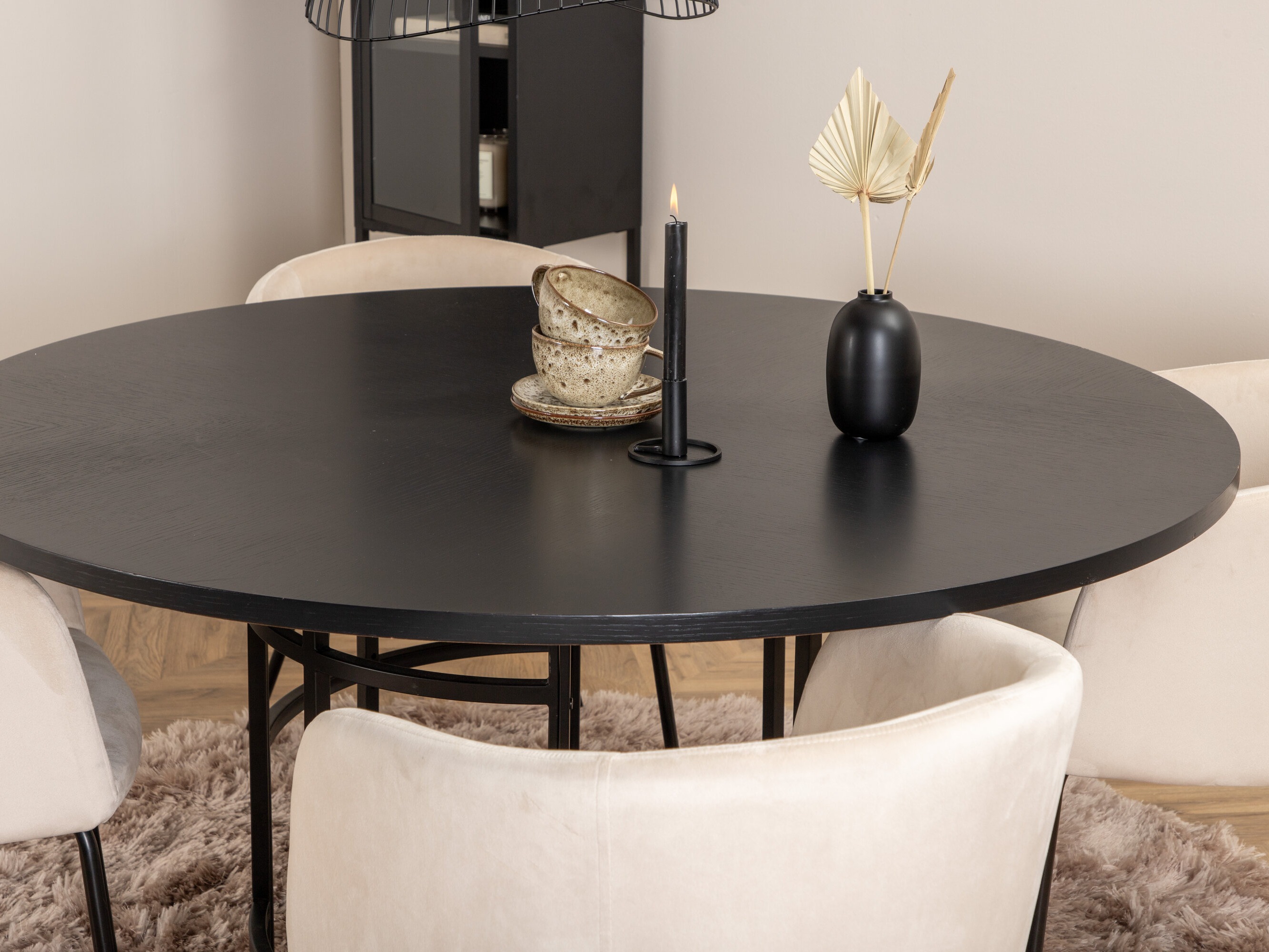 Salle à manger complète Dallas 2381 (Noir + Crème)