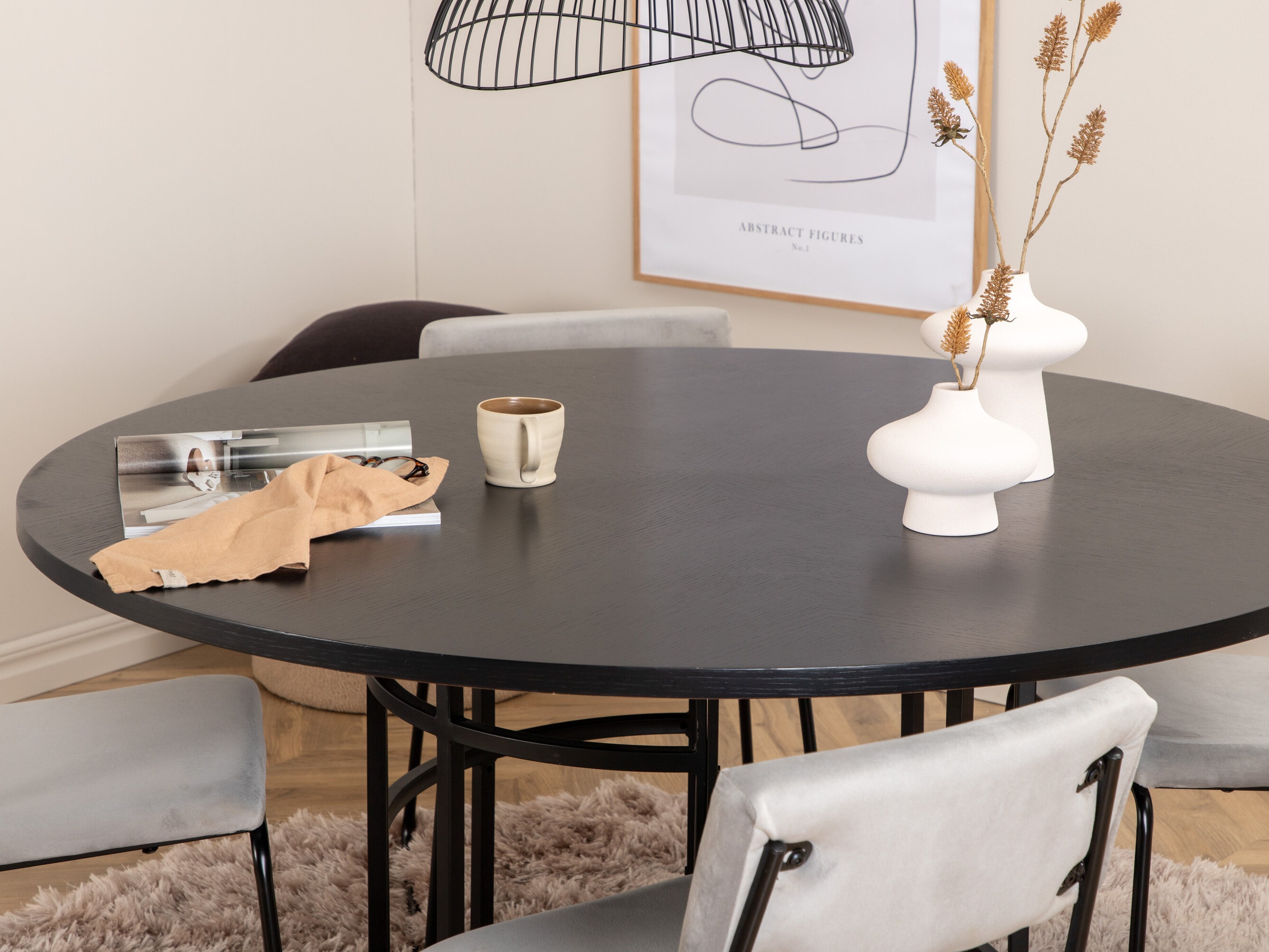 Salle à manger complète Dallas 2393 (Noir + Gris)
