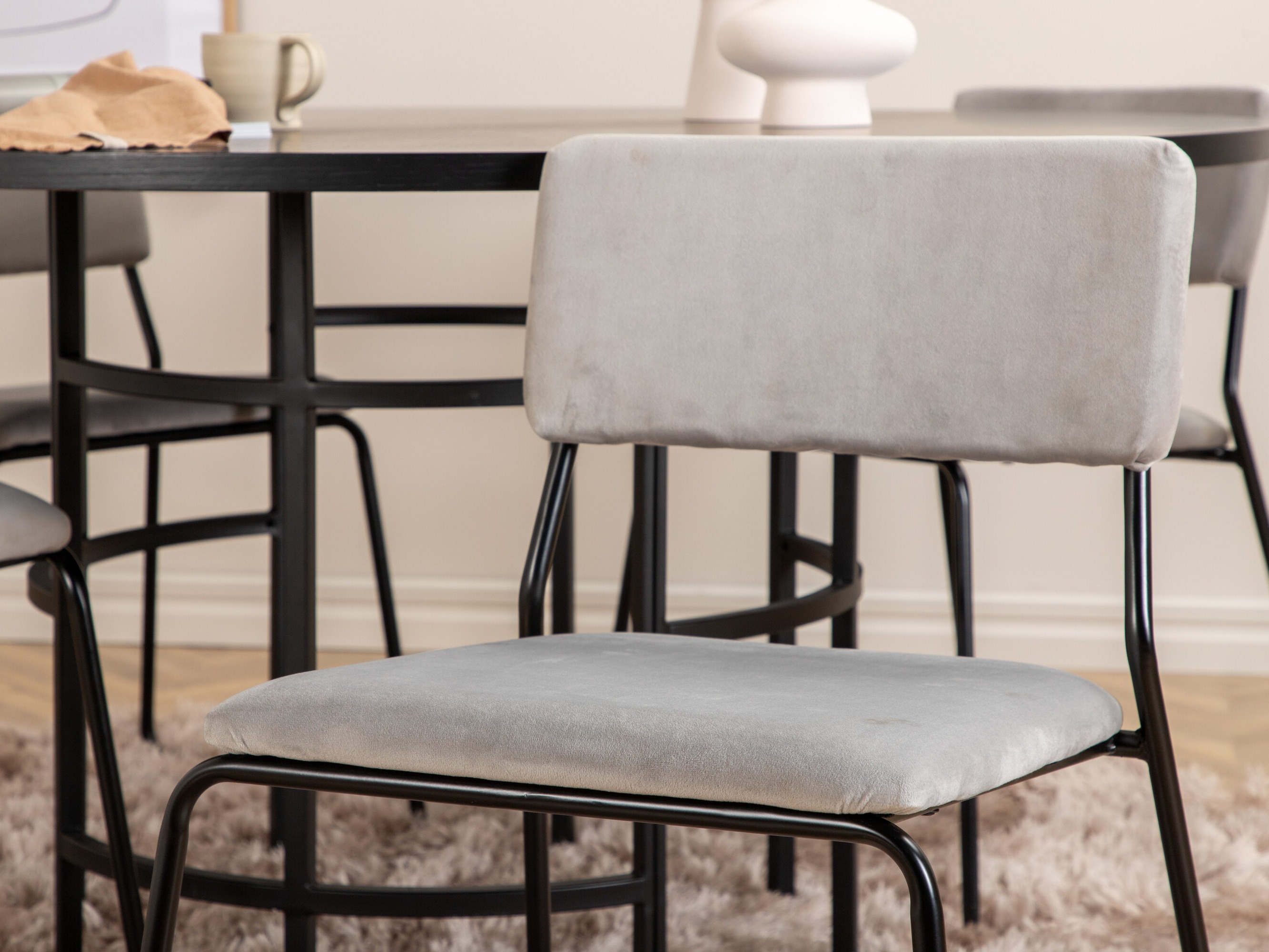 Salle à manger complète Dallas 2393 (Noir + Gris)