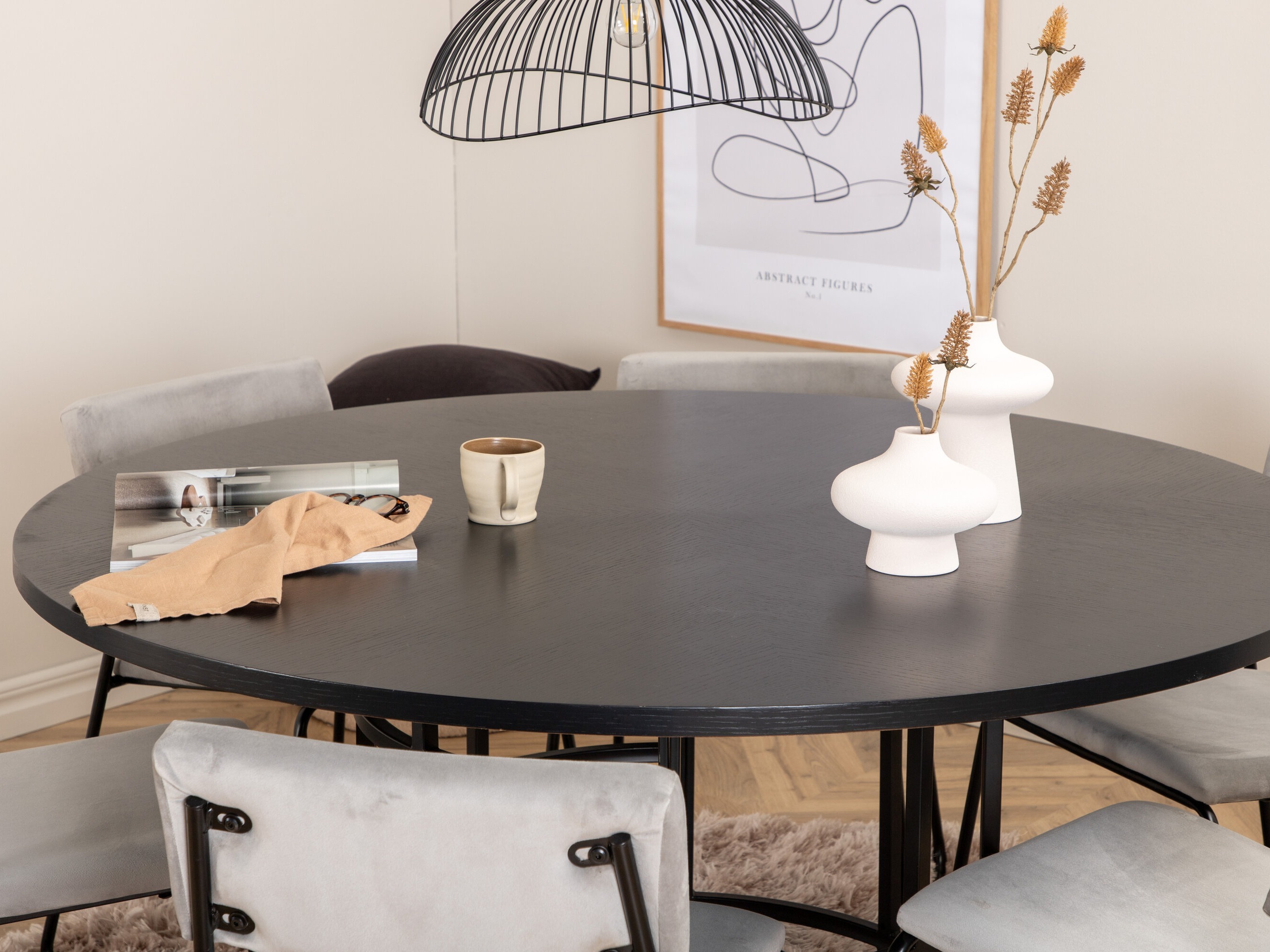 Salle à manger complète Dallas 2399 (Noir + Gris)