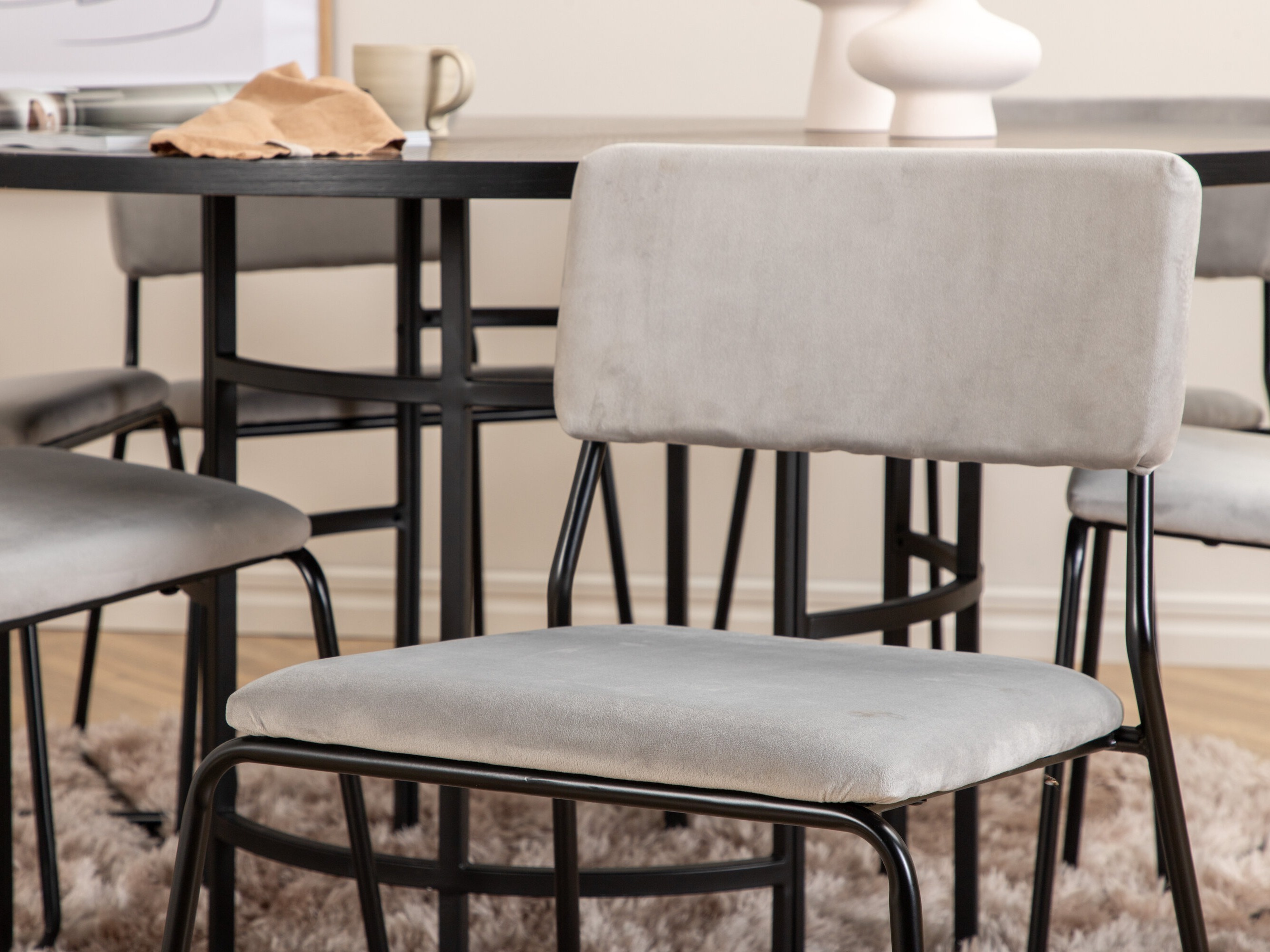 Salle à manger complète Dallas 2399 (Noir + Gris)