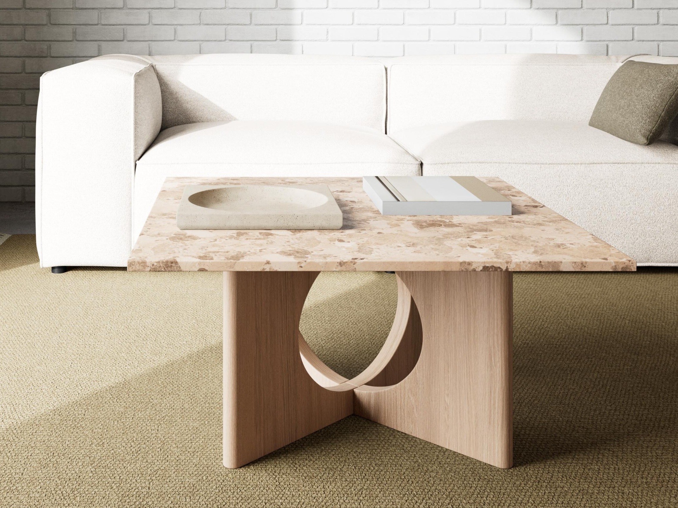 Table basse Norsica 1098 (Chêne clair + Marbre marron)