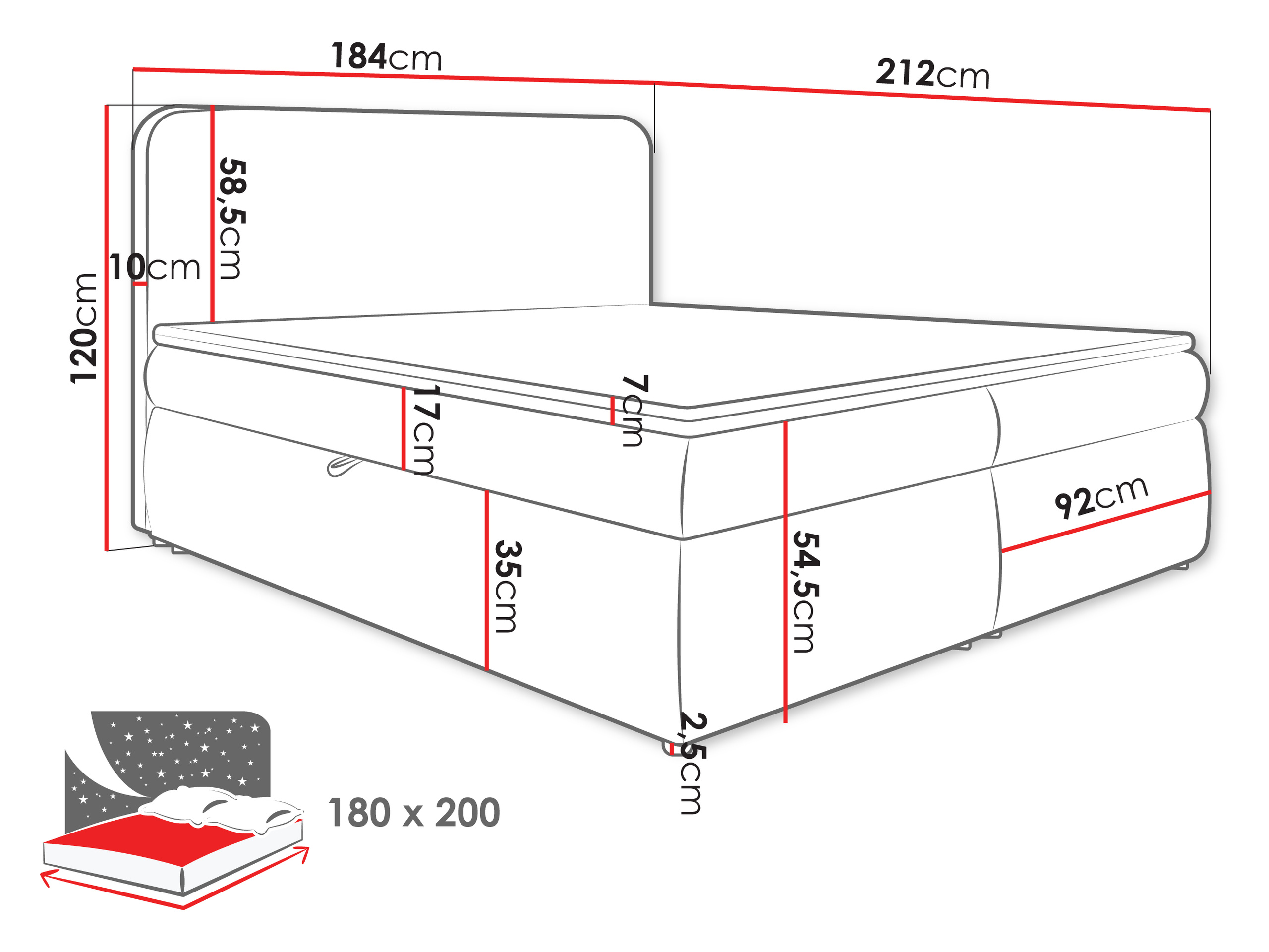 Lit boxspring Portage 111 (Vibe 03)