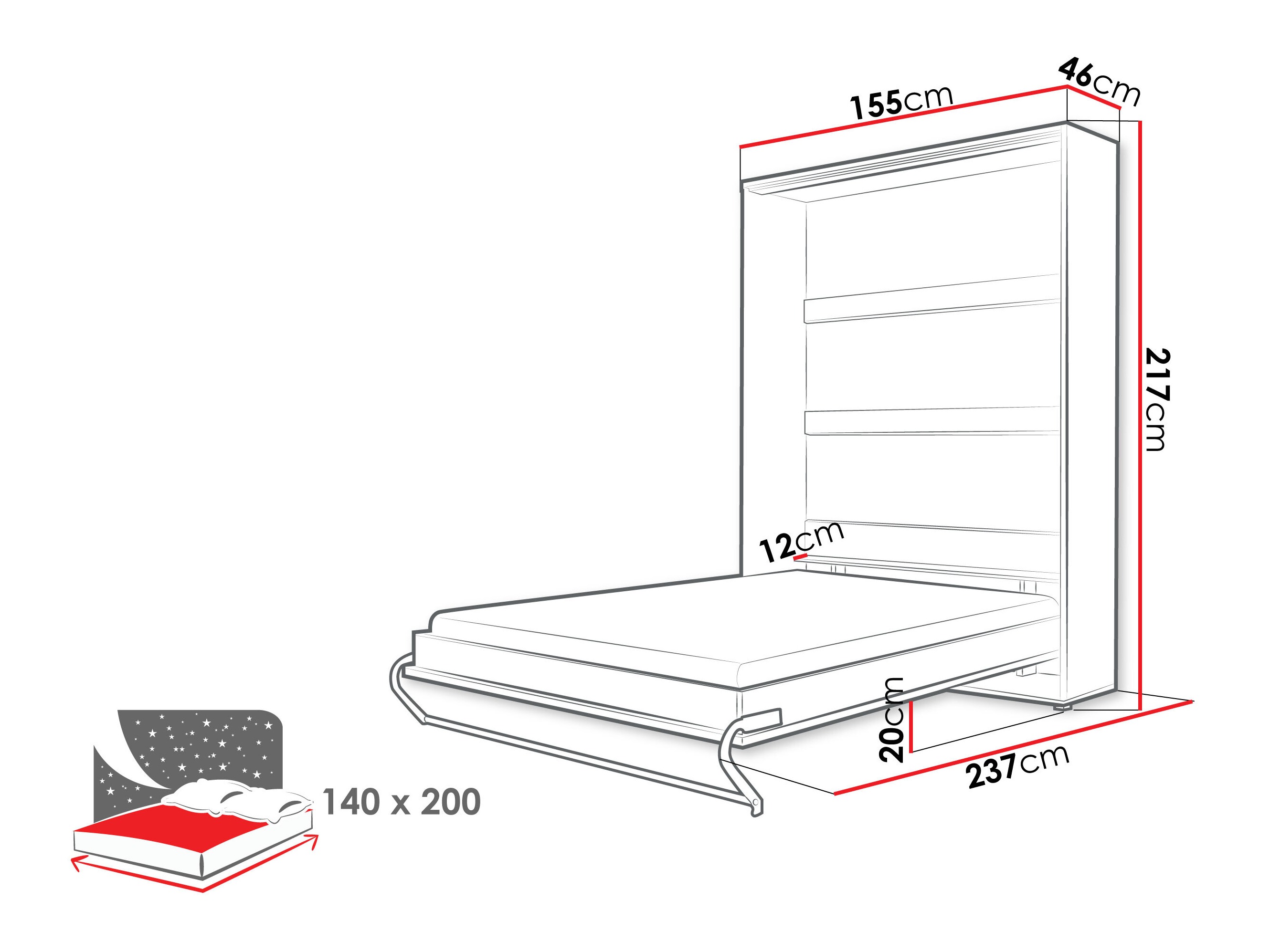 Lit escamotable Concept Pro Lenart III (Gris)