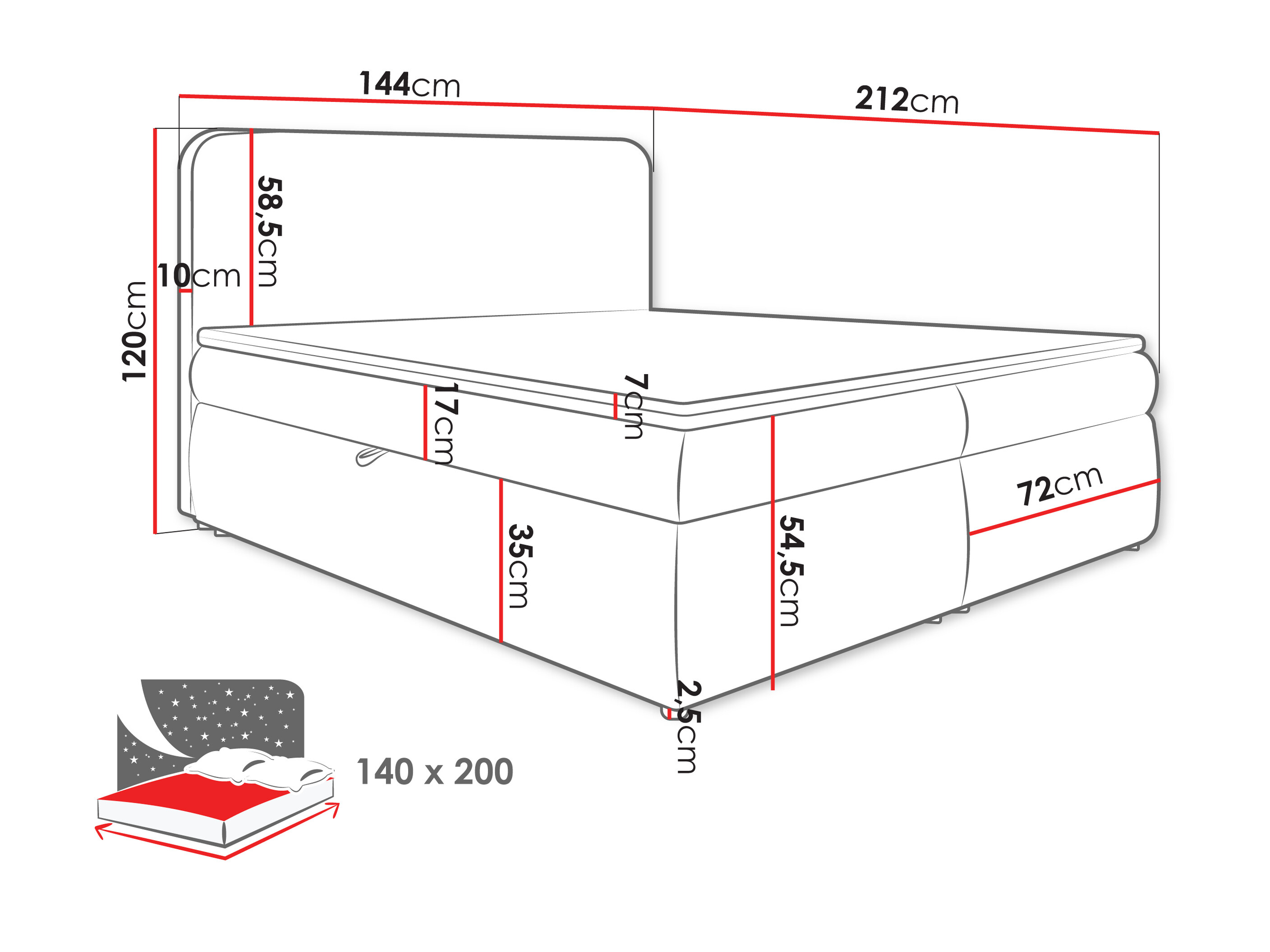 Lit boxspring Portage 111 (Vibe 95)