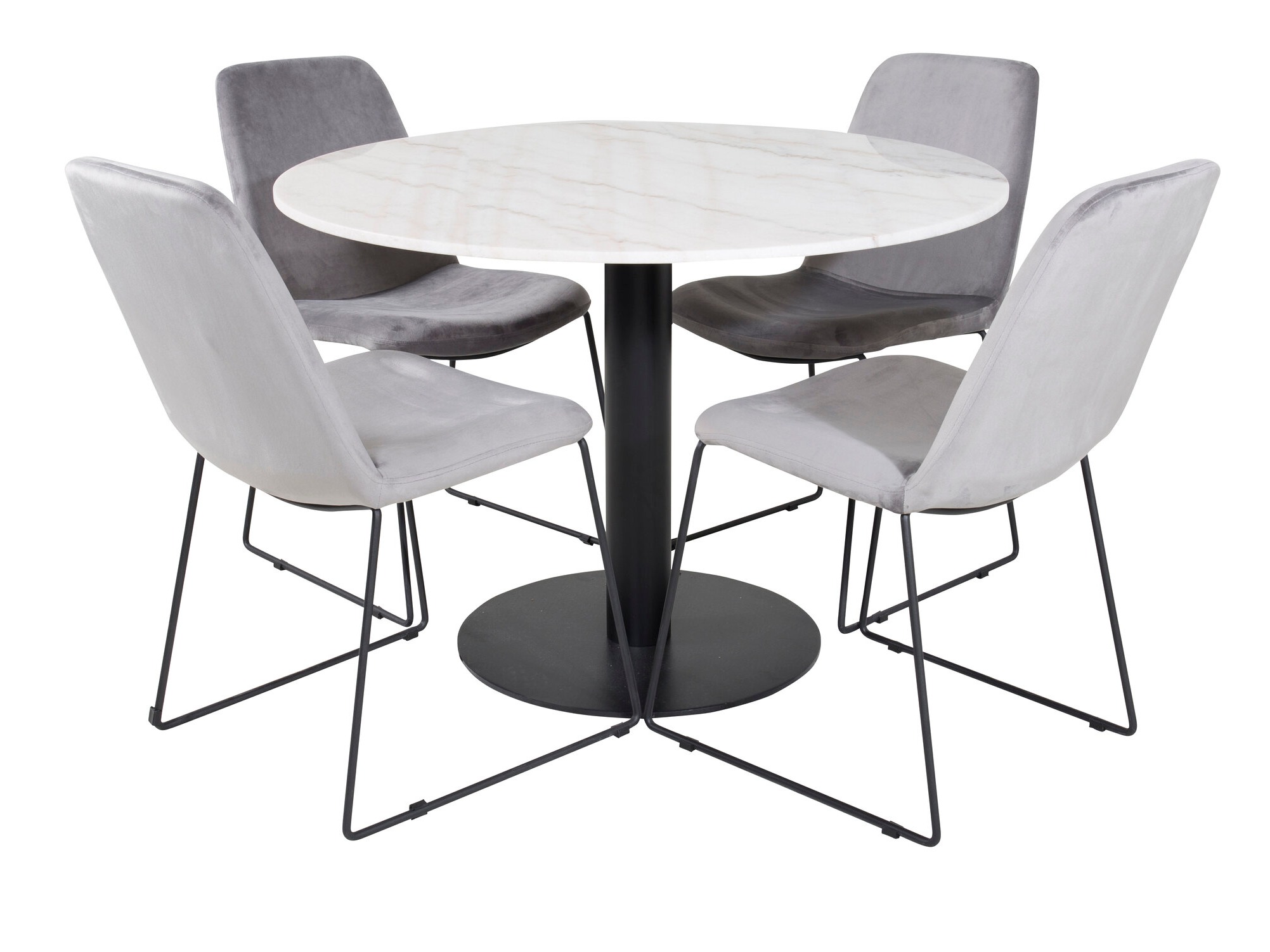 Salle à manger complète Dallas 2601 (Gris + Noir)