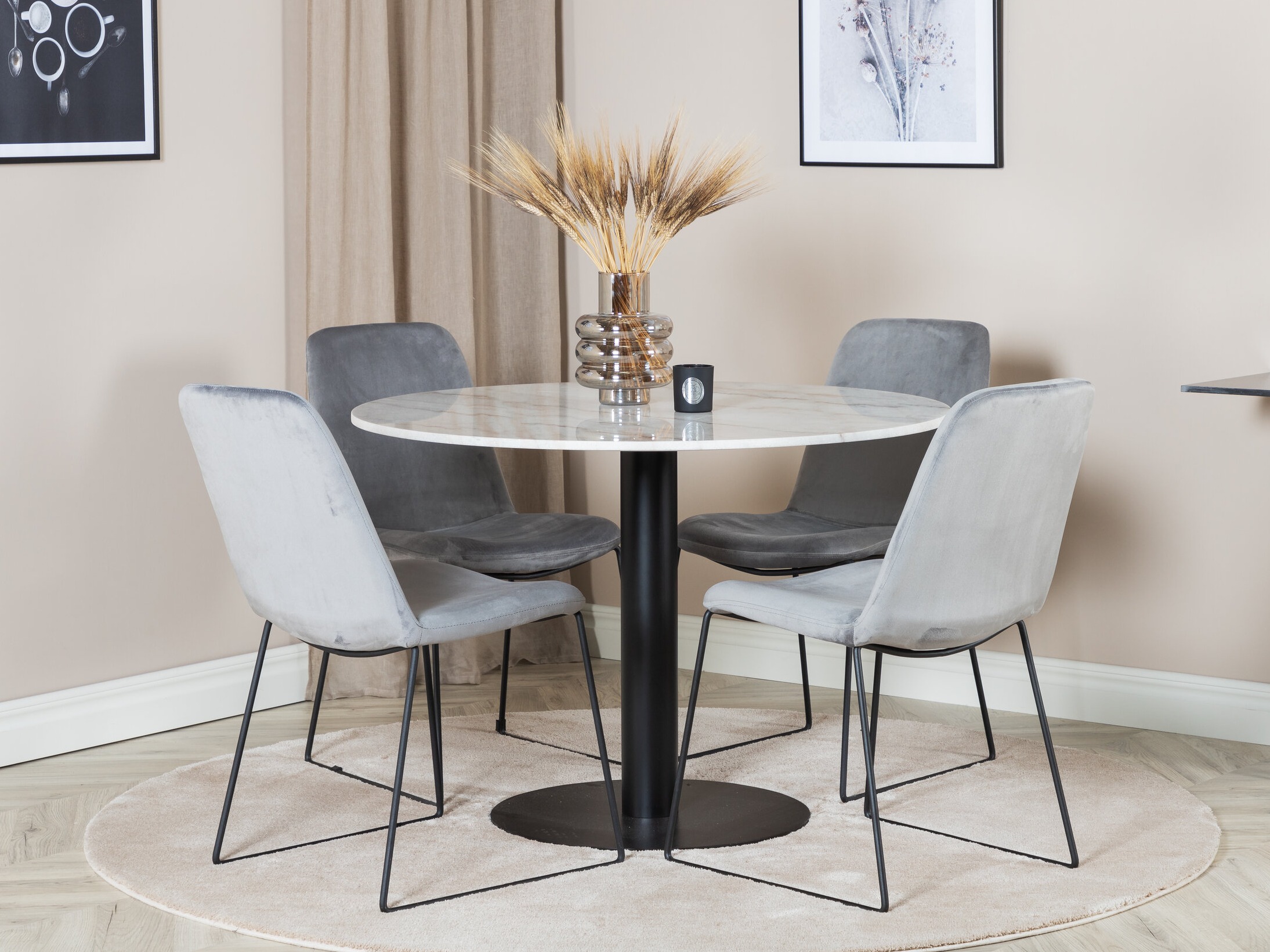 Salle à manger complète Dallas 2601 (Gris + Noir)