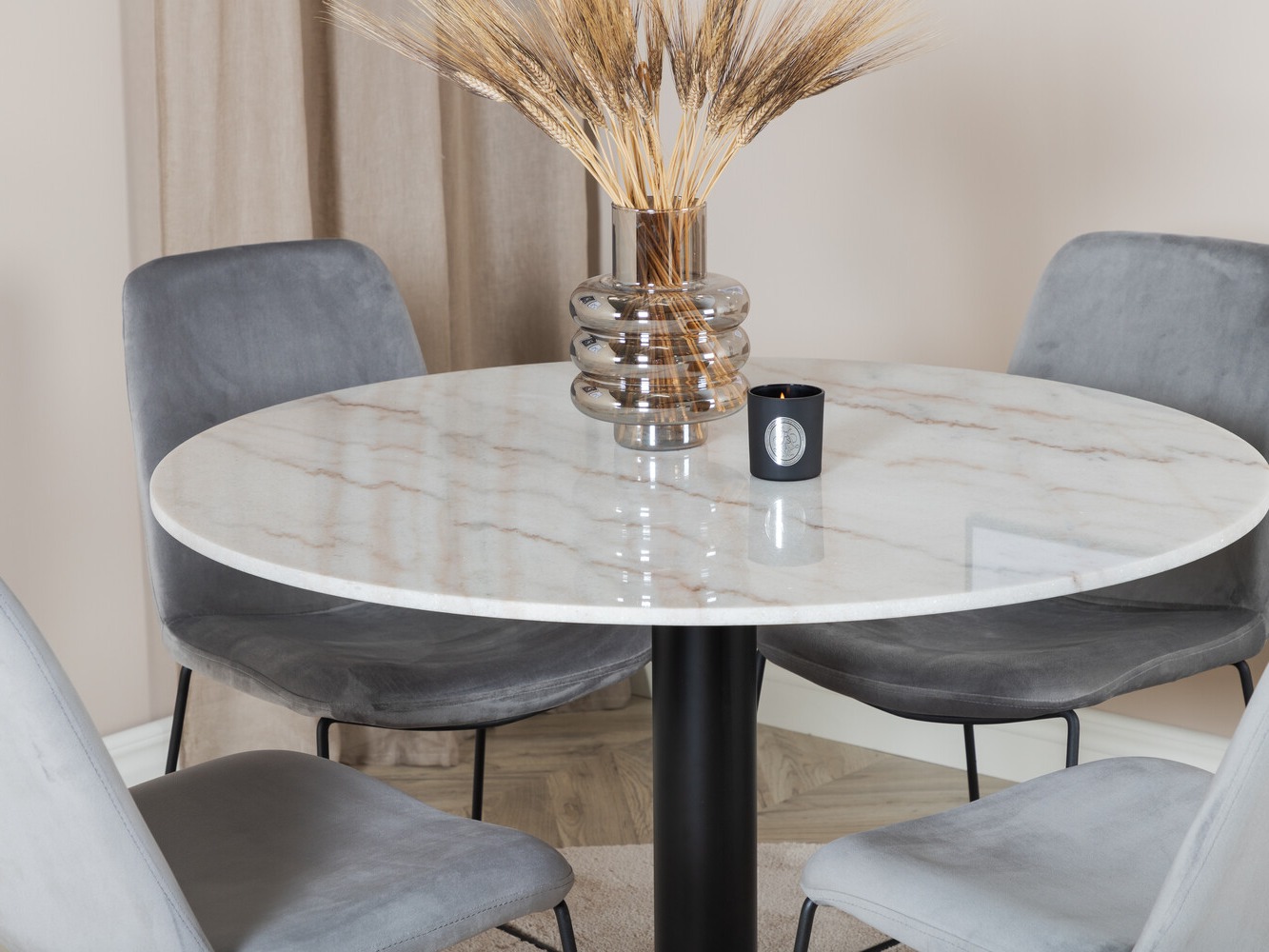 Salle à manger complète Dallas 2601 (Gris + Noir)
