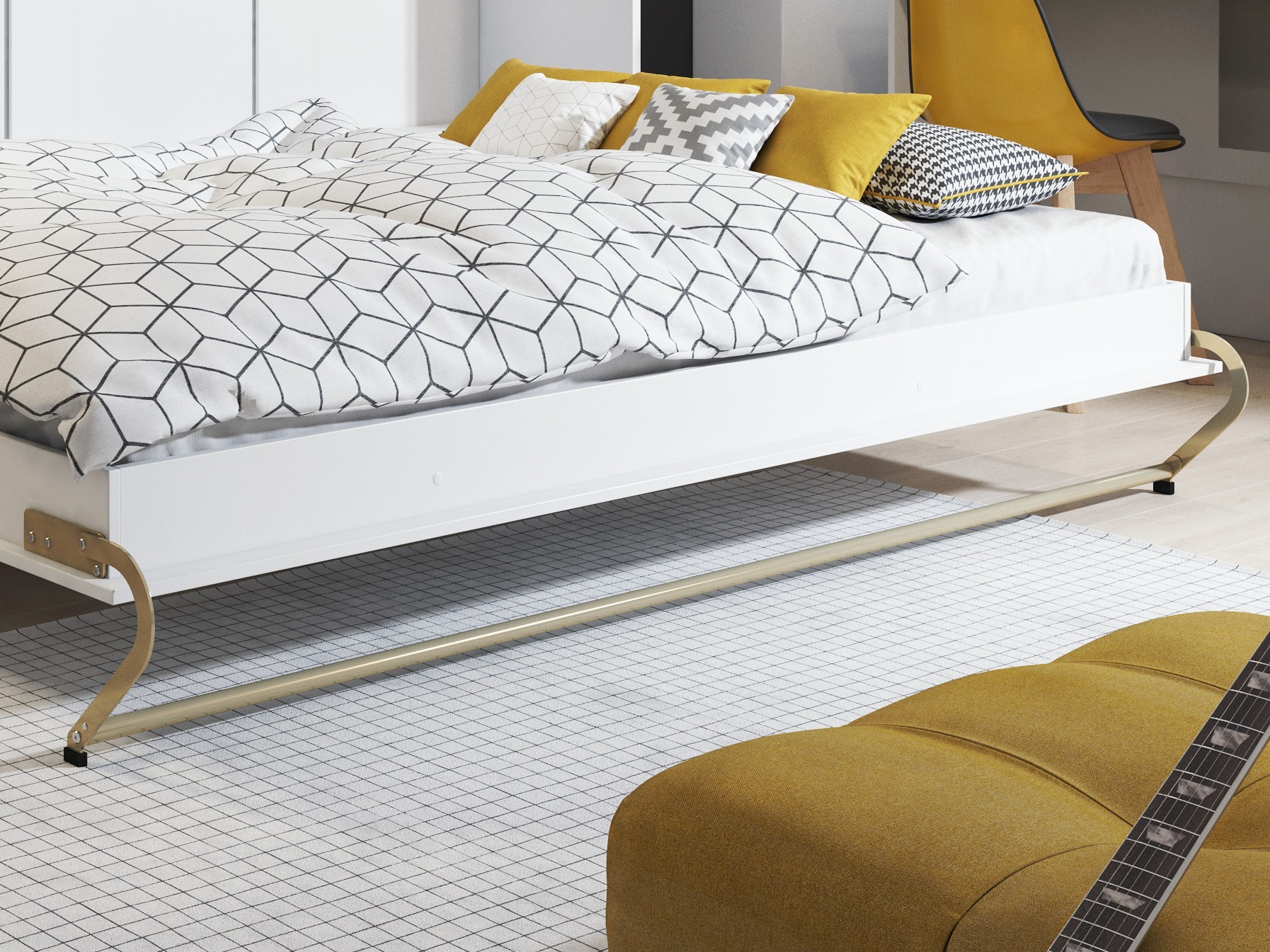 Lit escamotable Concept Pro Lenart IV (Blanc + Blanc brillant)