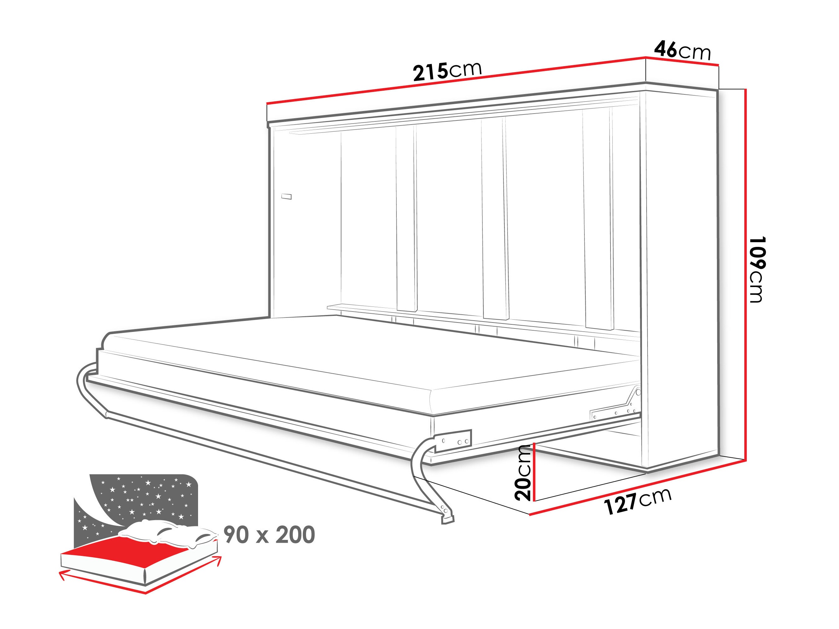 Lit escamotable Concept Pro Lenart IV (Gris)