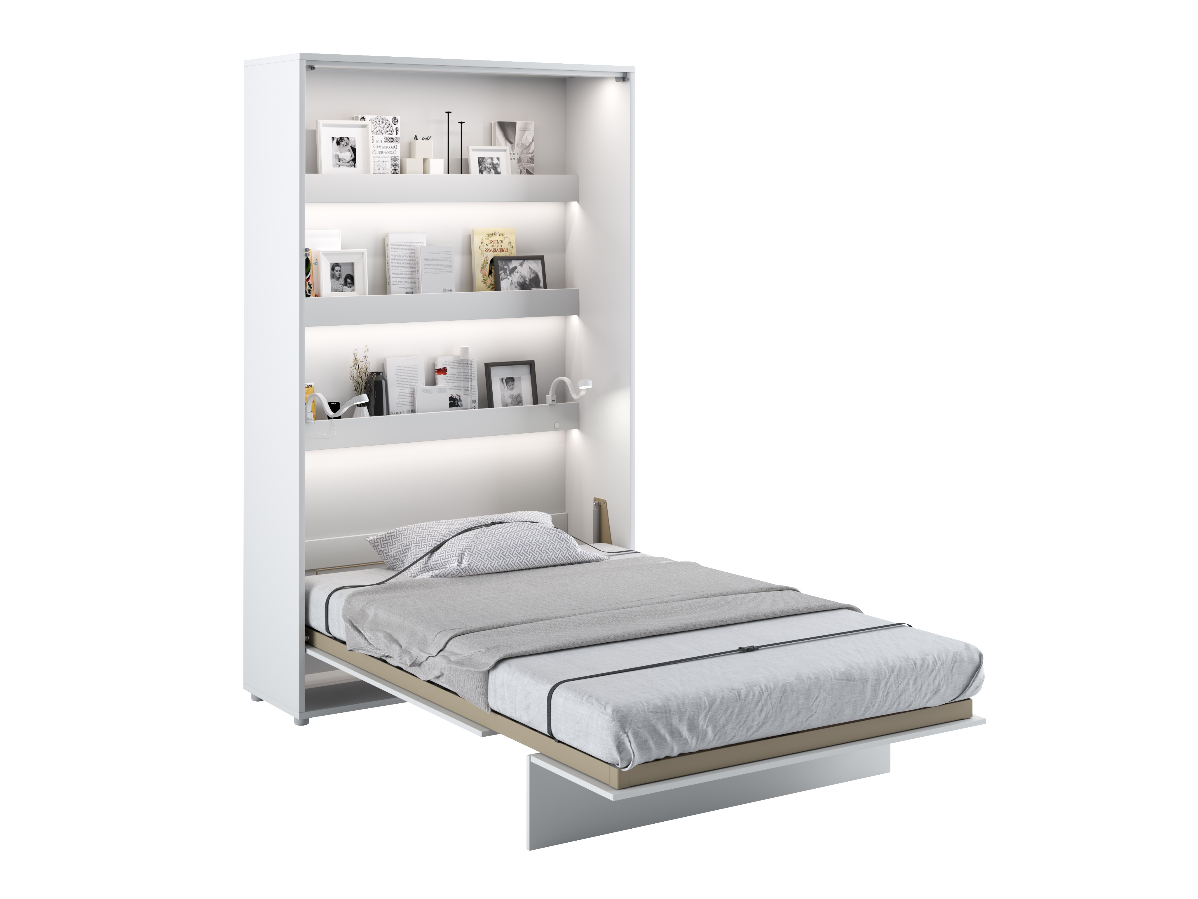 Lit escamotable Concept Lenart (Blanc + Blanc brillant)
