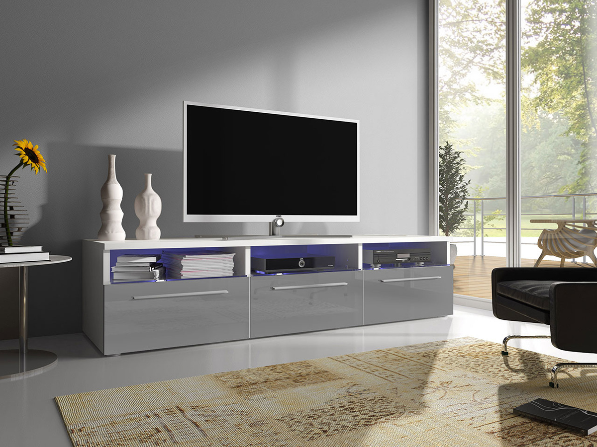 Meuble TV Uva I (Blanc + Gris brillant)