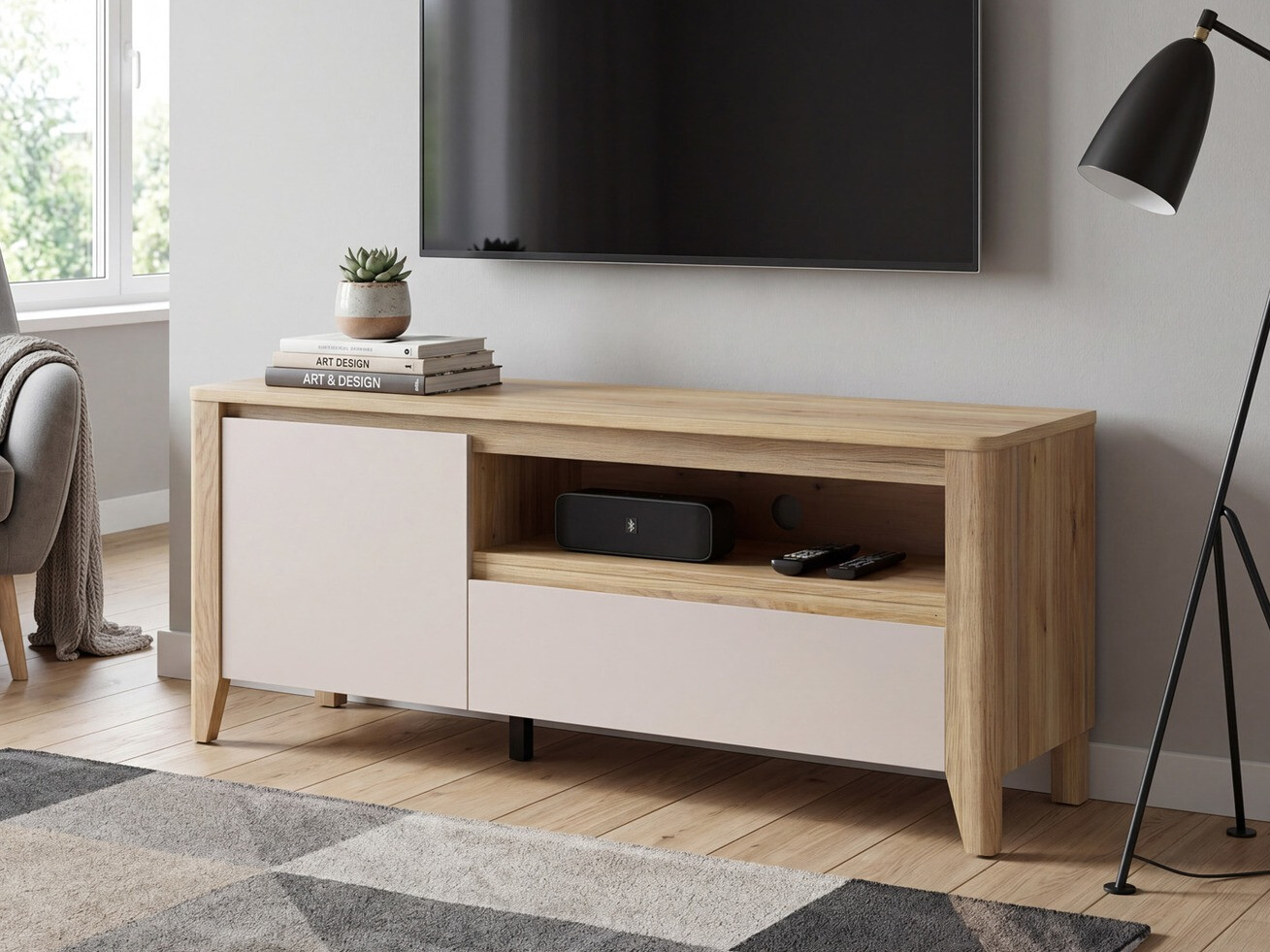 Meuble TV Talduno 100 (Chêne clair + Cachemire)