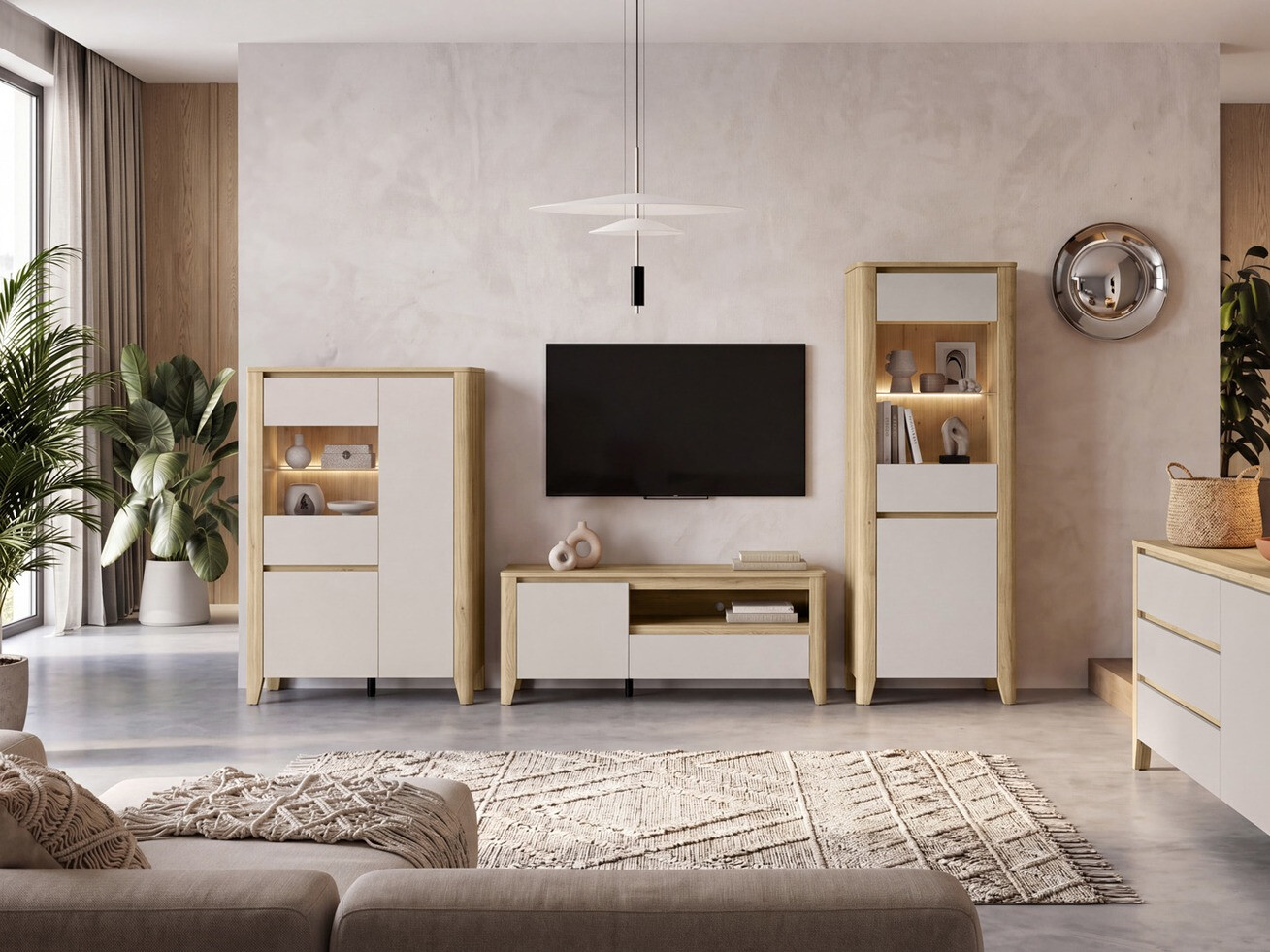 Meuble TV Talduno 100 (Chêne clair + Cachemire)