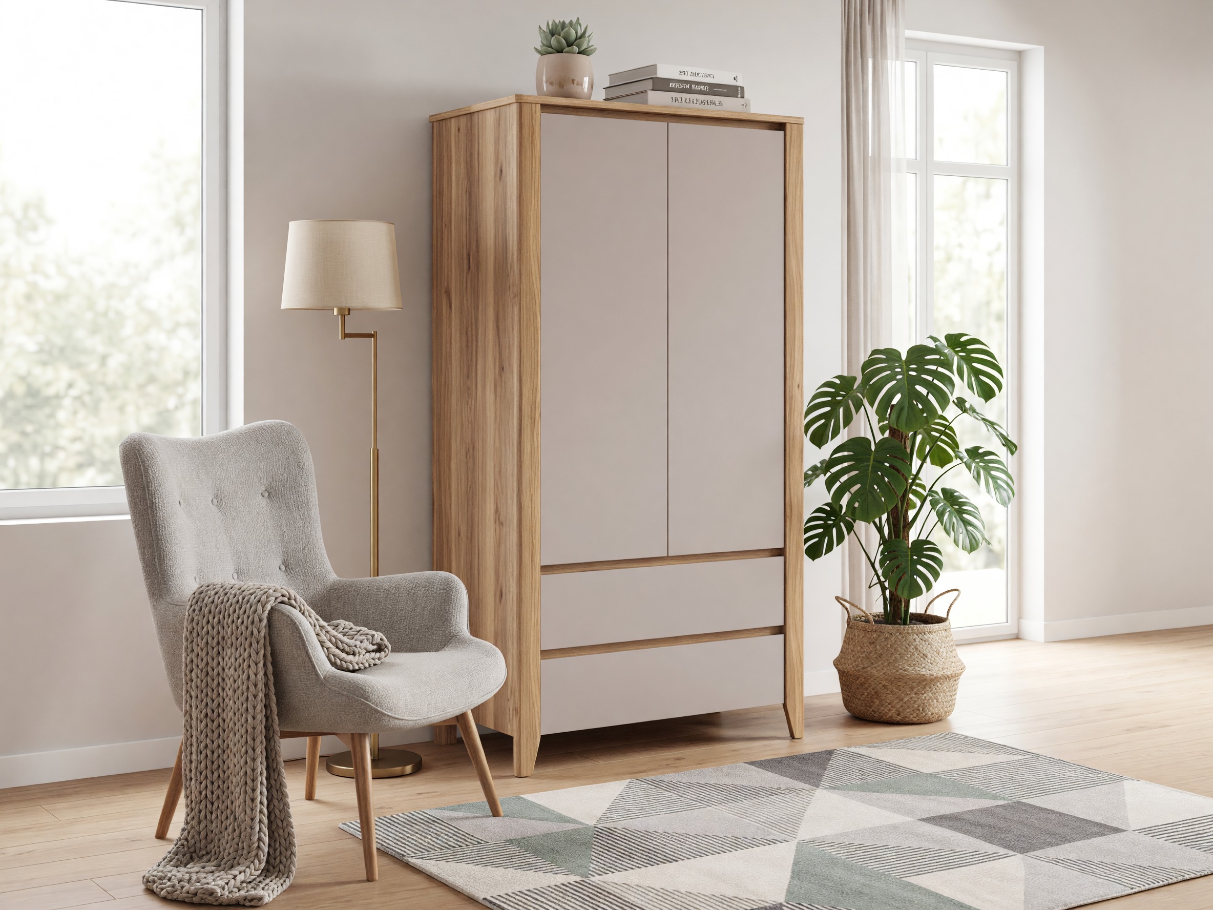 Armoire Talduno 103 (Chêne clair + Cachemire)