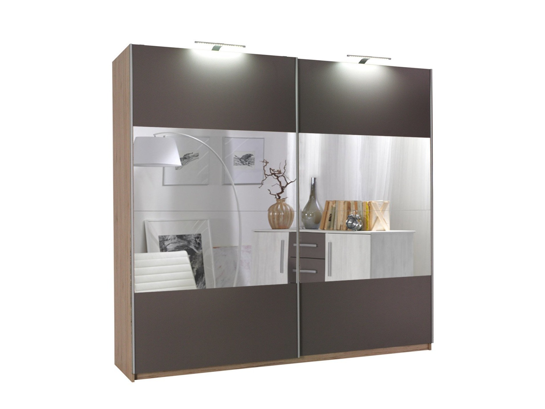Armoire Murrieta 136 (Chêne de san remo + Gris)