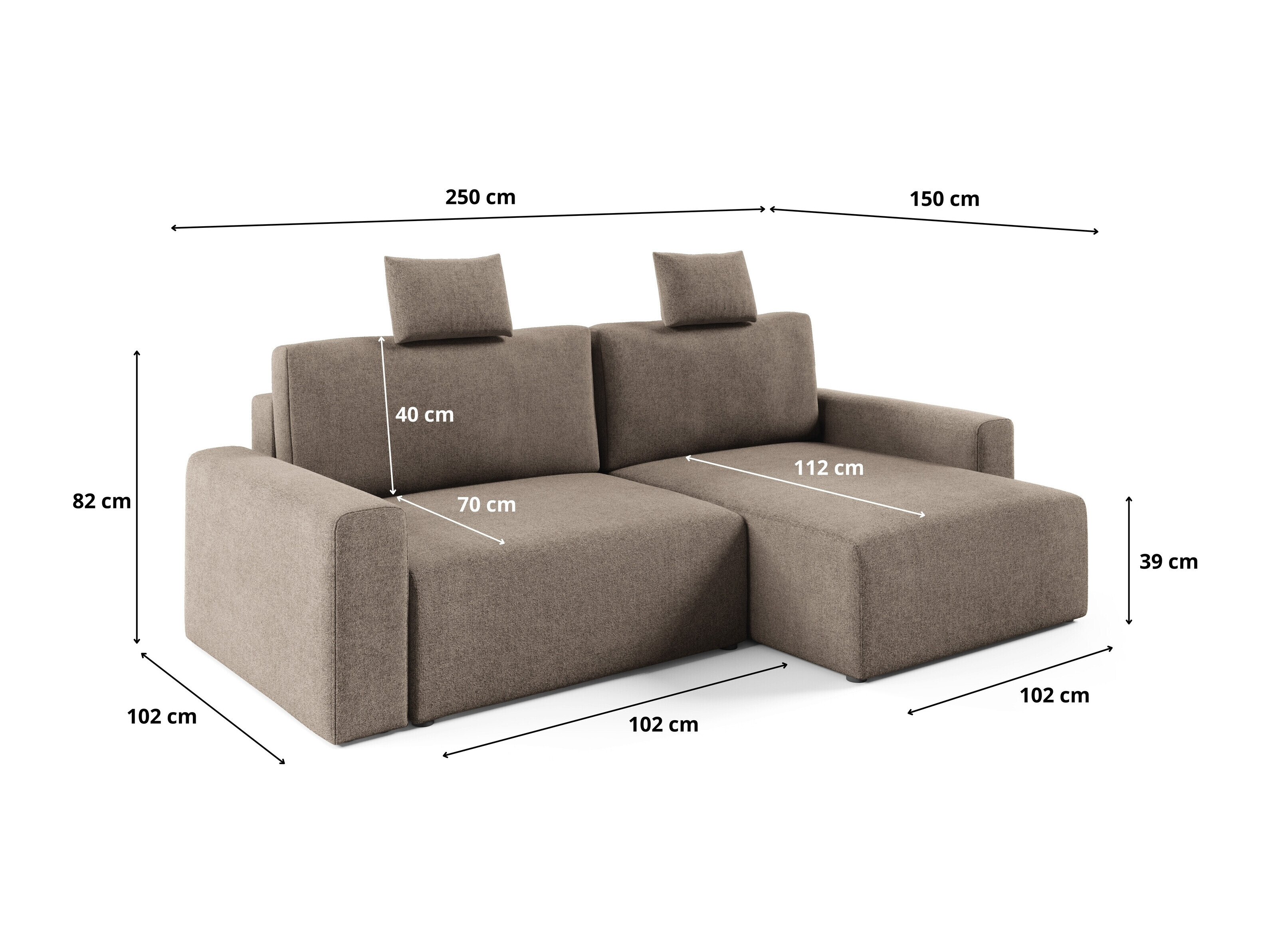 Canapé d'angle Franklin 225 (Sicuro 50)