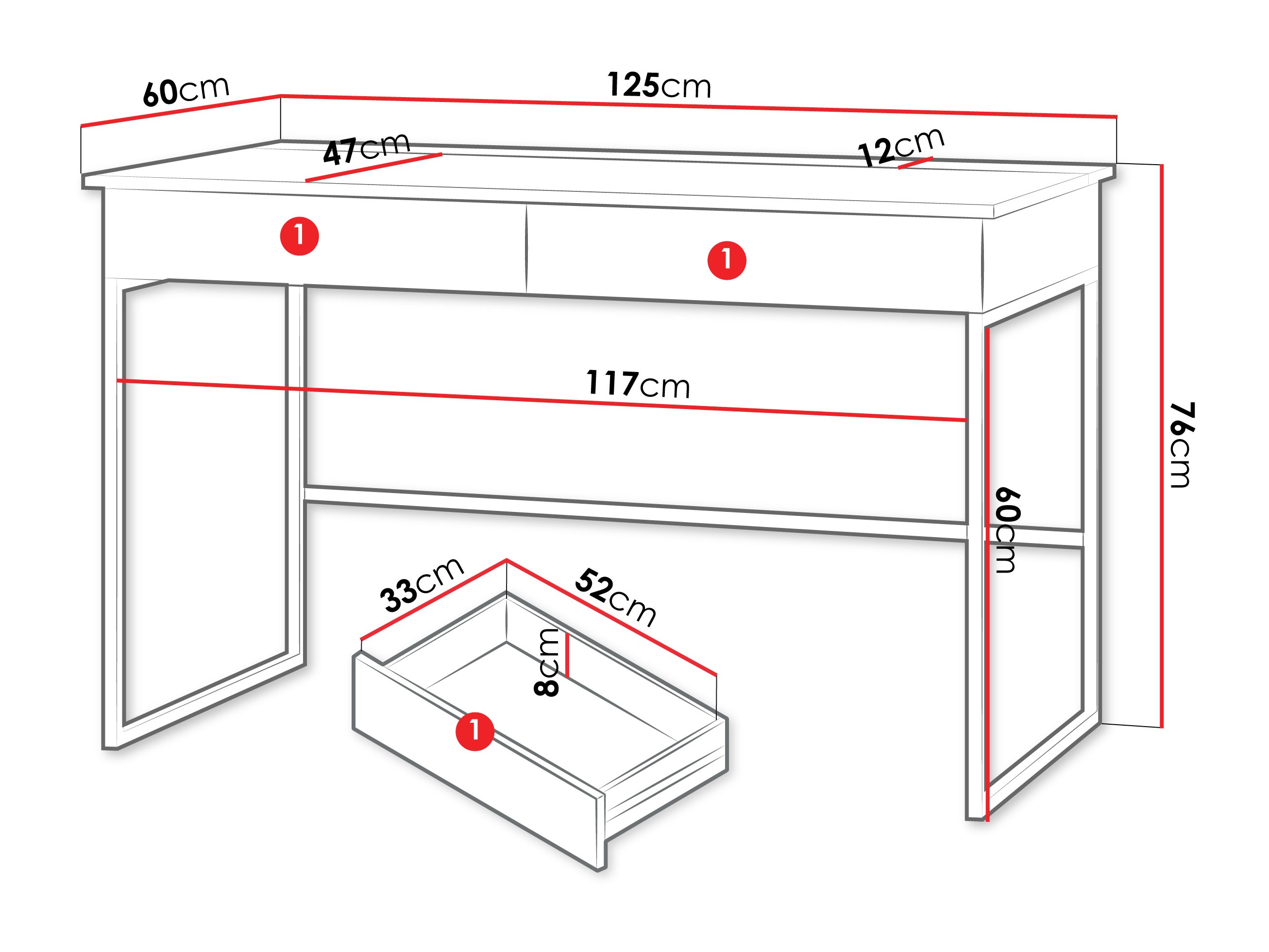 Bureau Etruva 109 (Cachemire + Rose)