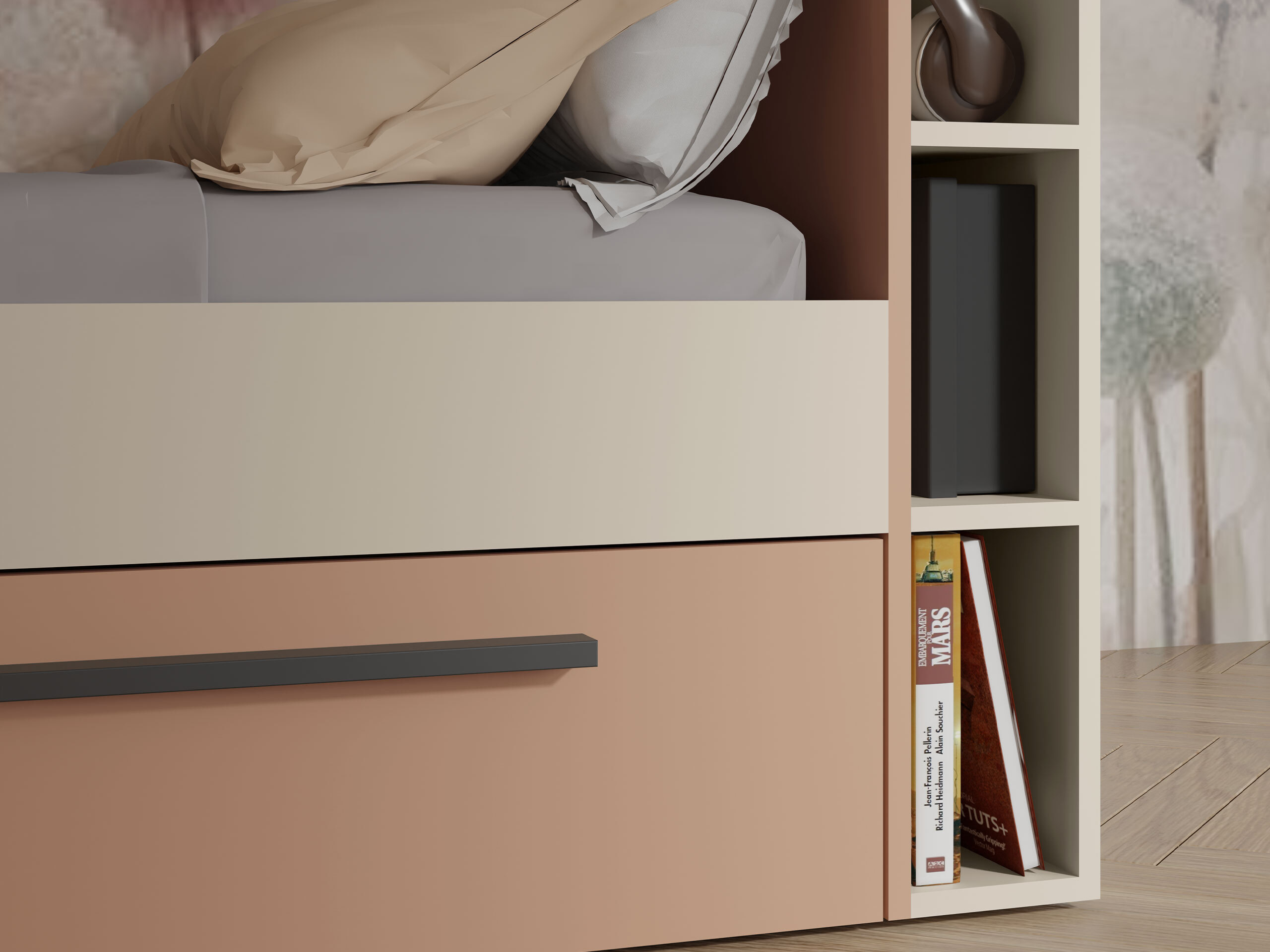 Lit Etruva 110 (Cachemire + Rose)