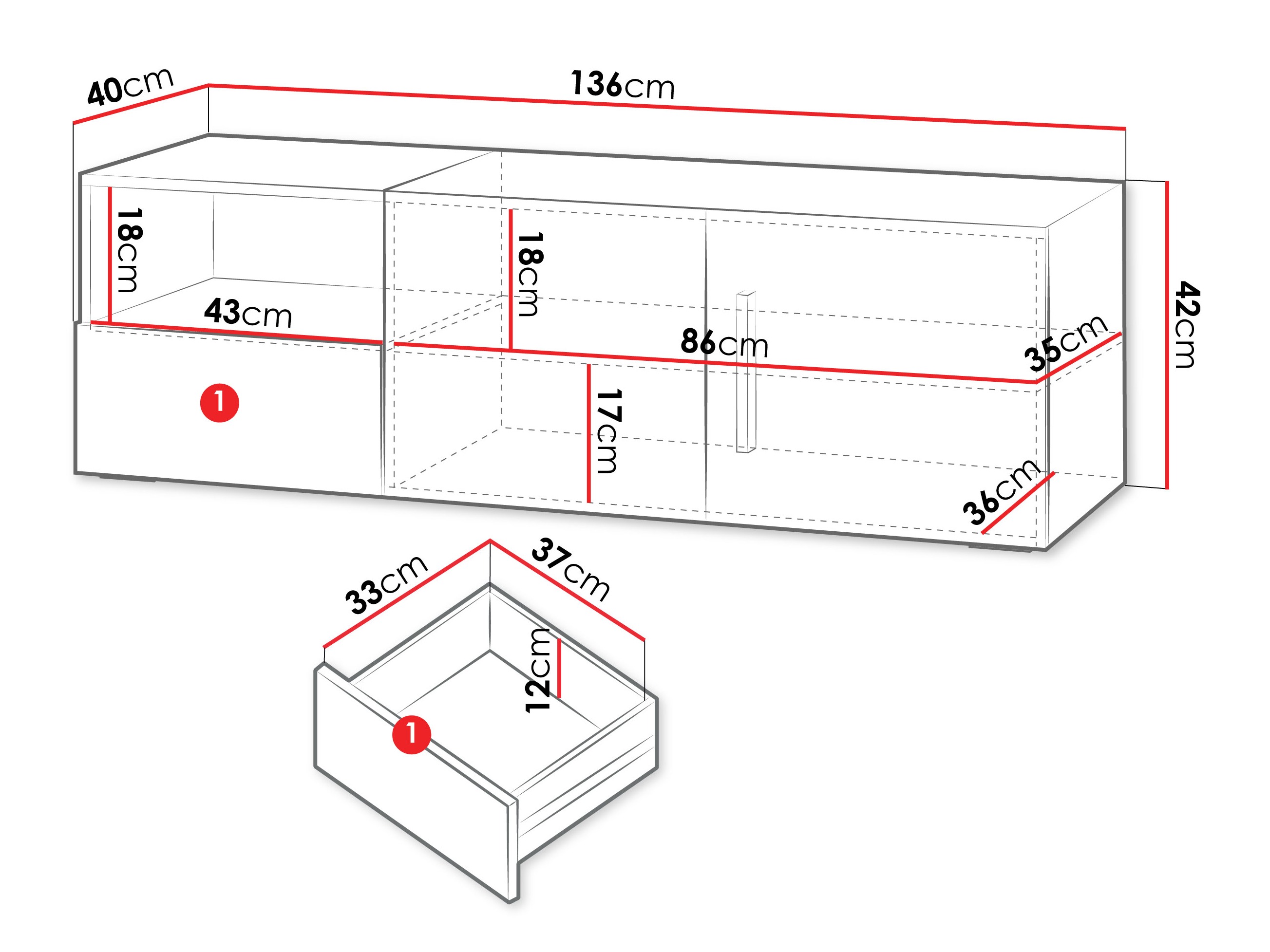 Meuble TV Etruva 108 (Cachemire + Rose)