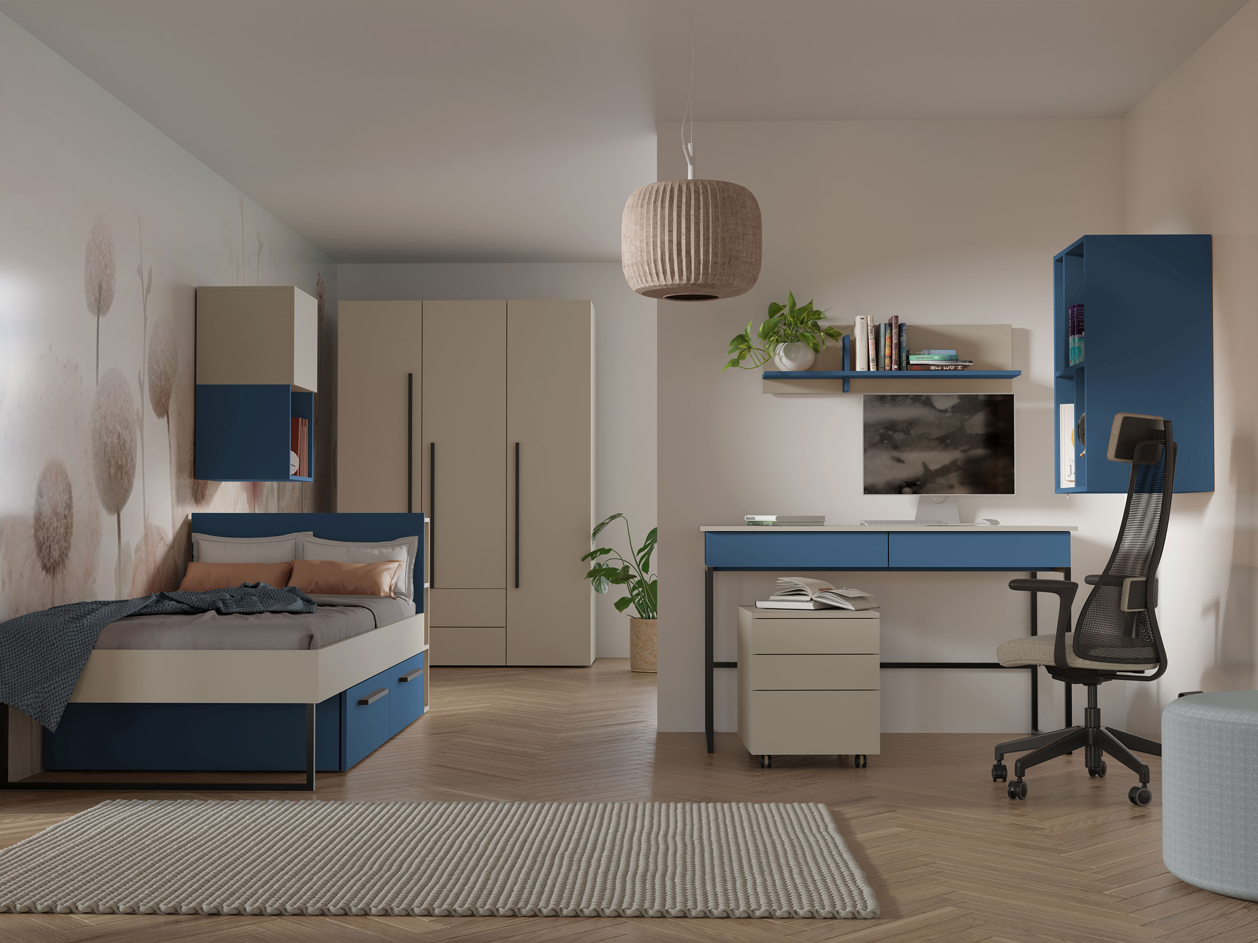 Chambre enfant complète Etruva 119 (Cachemire + Bleu)